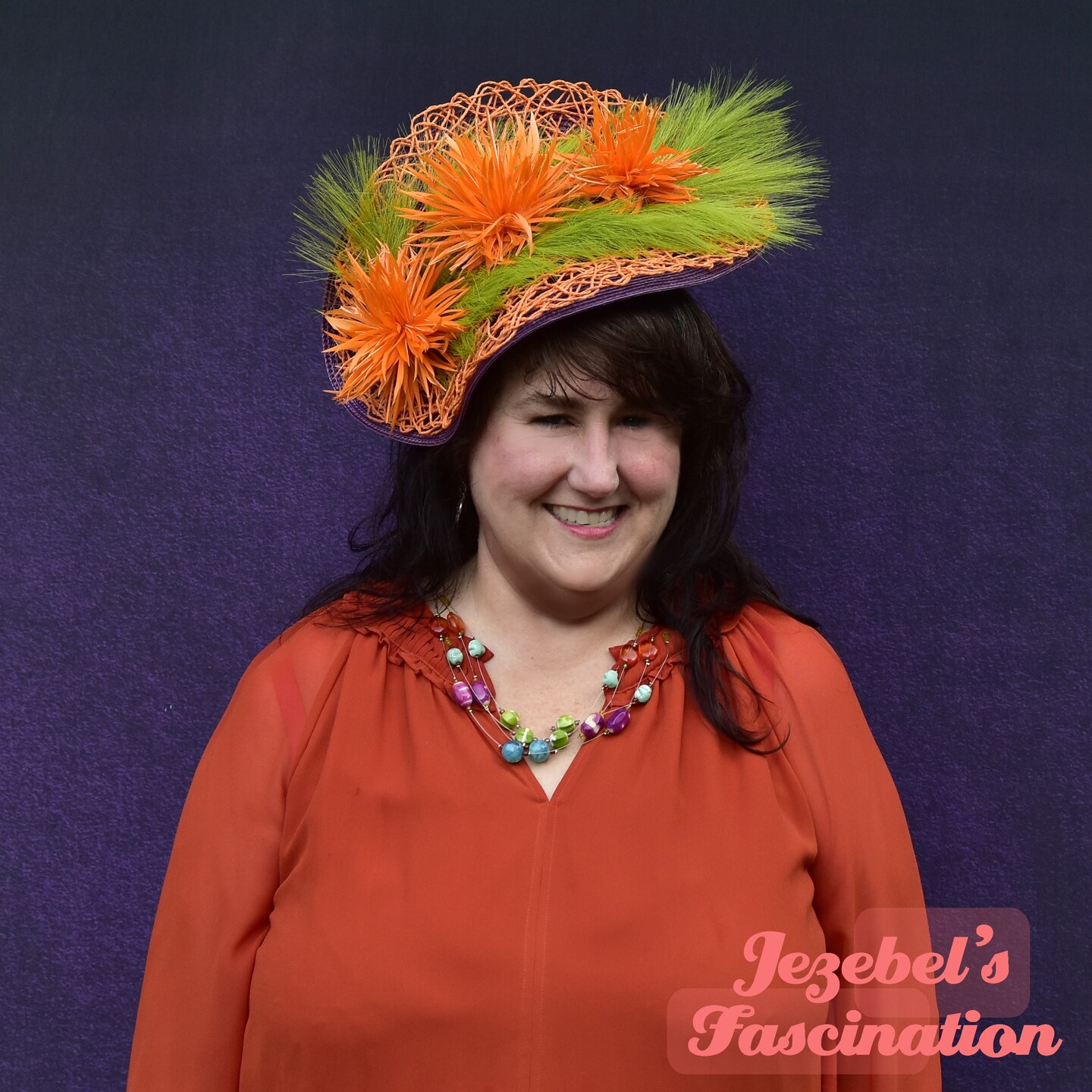 Summer Derby Horse Races Hatinator, Large Spring Purple Feather Floral  Headpiece, Chartreuse Autumn Headdress Fall Garden Tea Party Headband