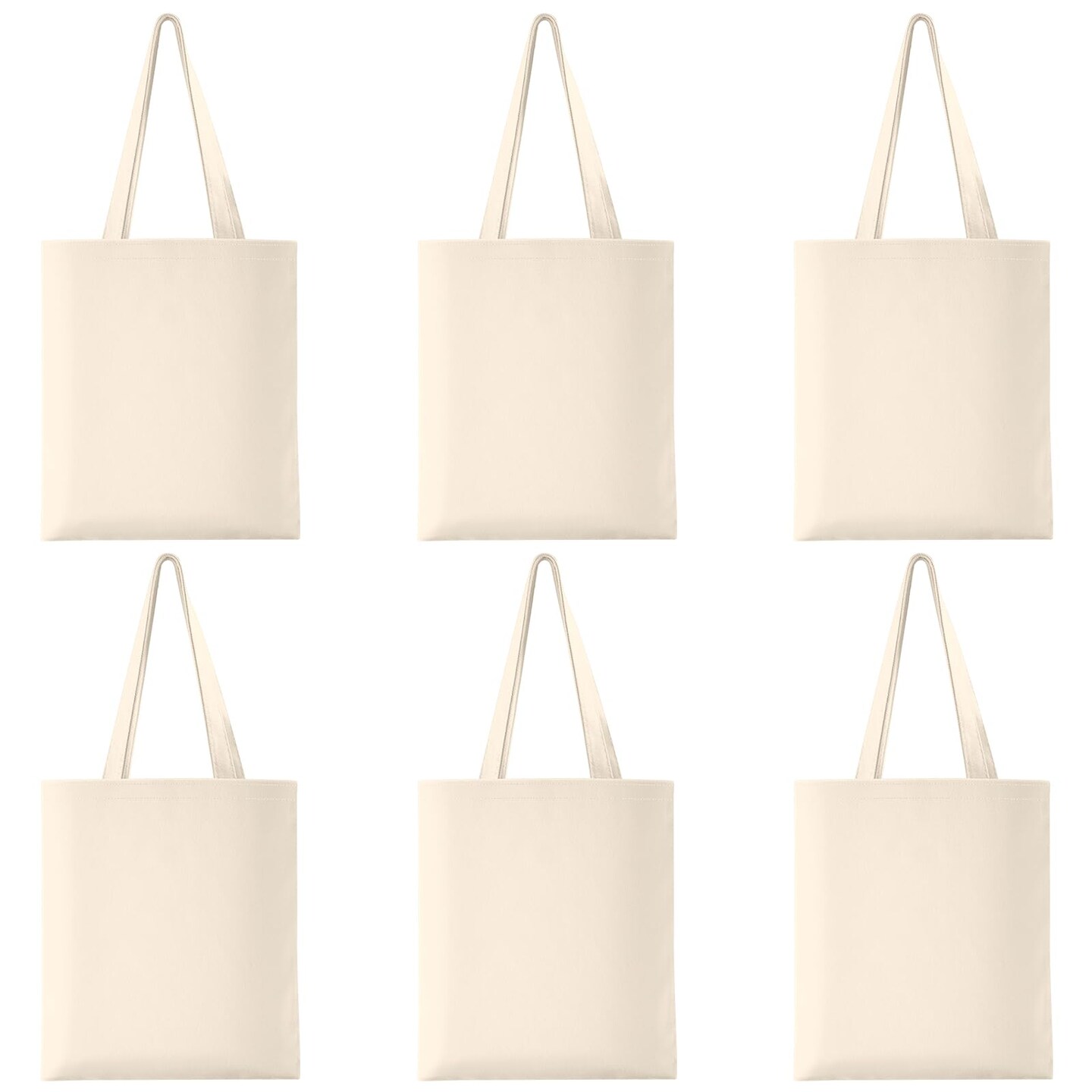 6 Pack Cotton Tote Bag Blank Canvas Bag Reusable Grocery Shopping Bags, Suitable for DIY Craft, Grocery, Shopping, Drawing, Promotion, Gift, Advertising, Activity