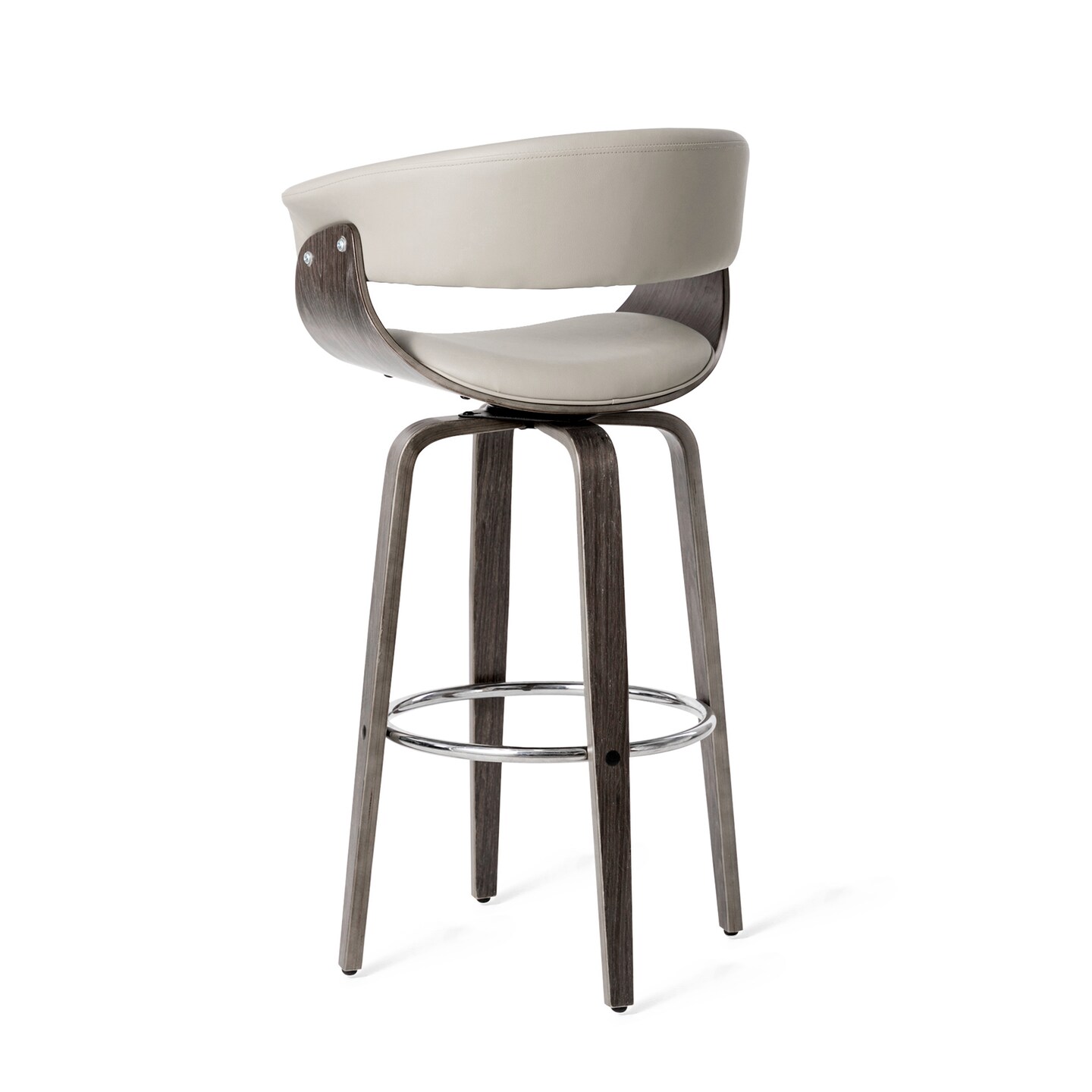 Set of 2/4 Mid-century Modern Leatherette Swivel Bar Stools/Counter Stools with Walnut Bentwood Frame