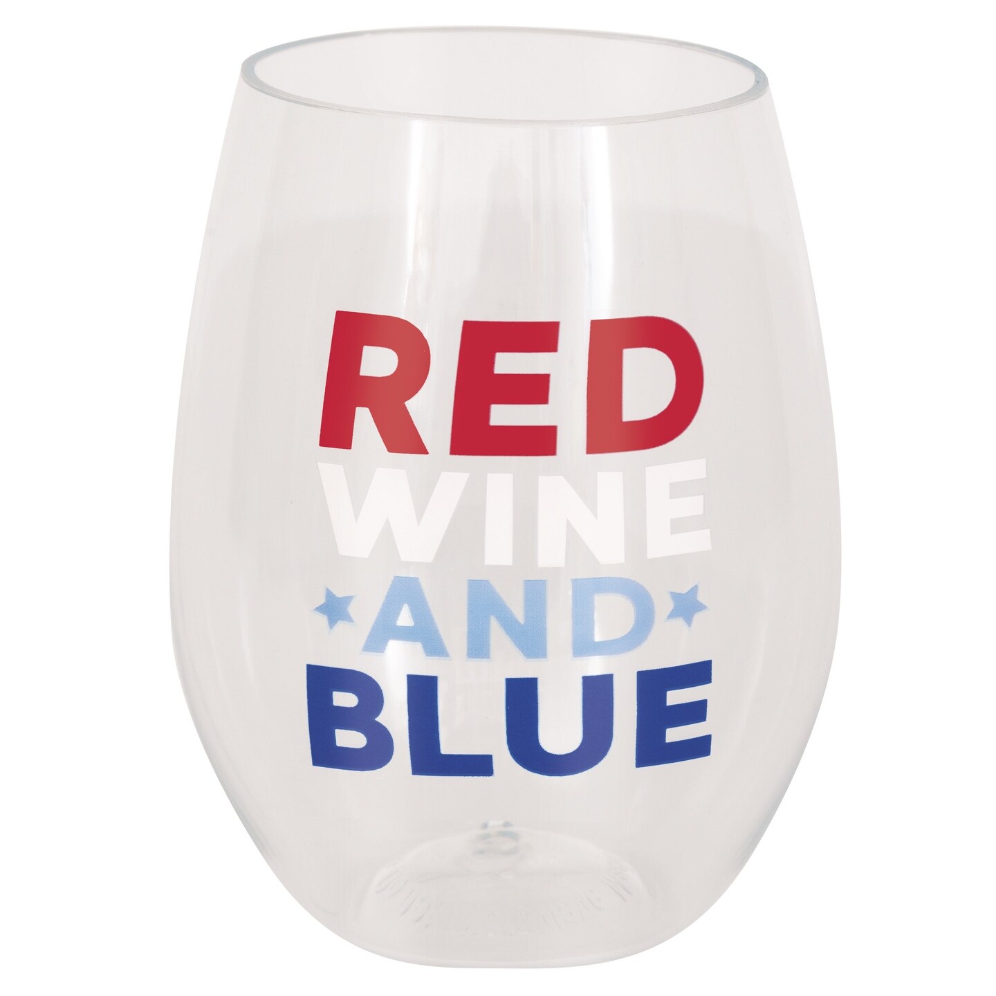 Red  Wine &#x26; Blue Patriotic Plastic Stemless Wine Glass