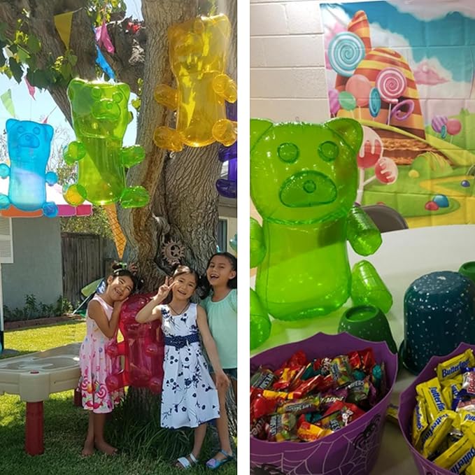 4E&#x27;s Novelty 2 Pack Inflatable Gummy Bears - 36&#x27;&#x27; Large Fun Gummy Bear Party Decorations, Colorful Gummy Bear Decor, Perfect Gummy Bear Party Favors