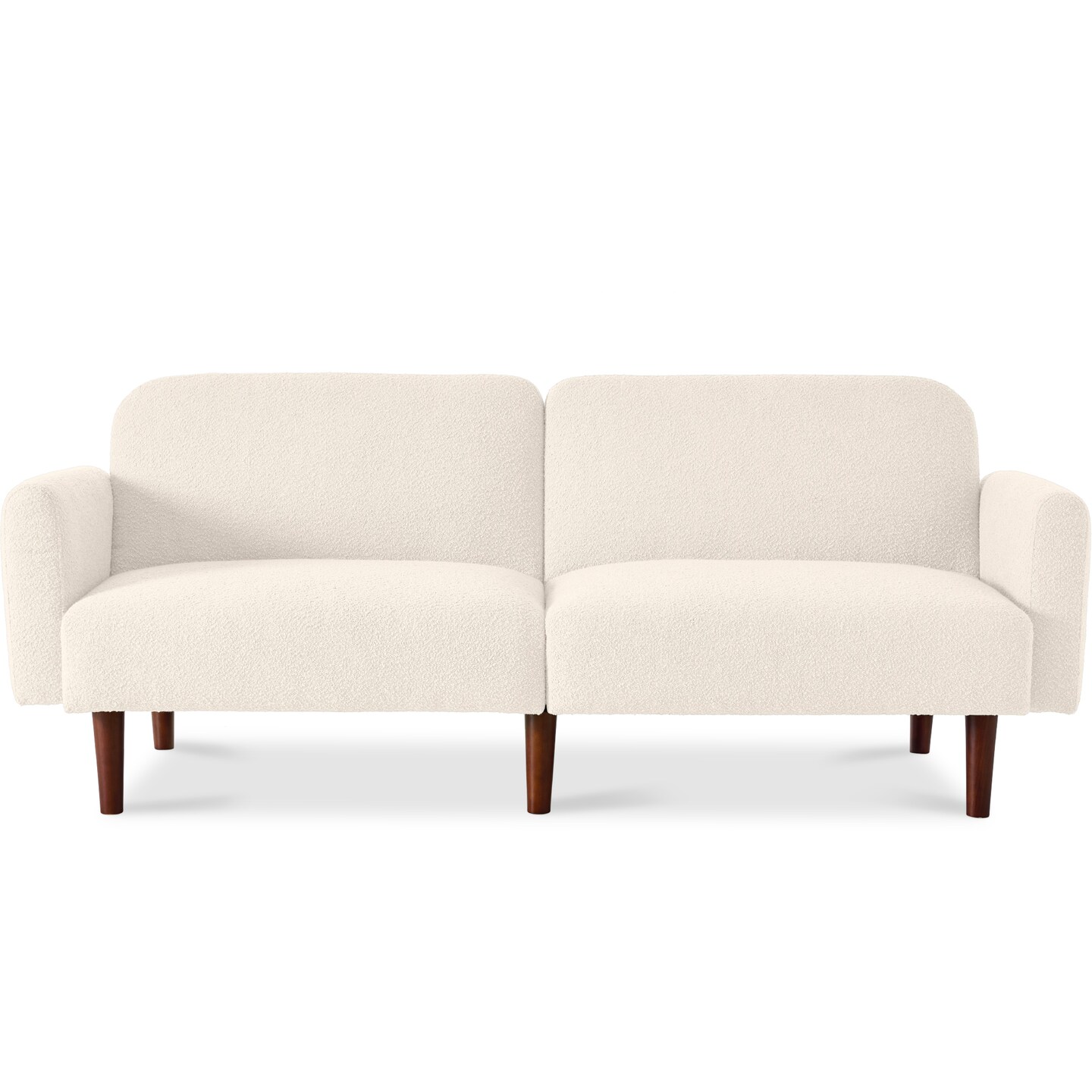 Best Choice Products Curved Convertible Futon, Boucle Fabric Split-Back Sleeper Bed