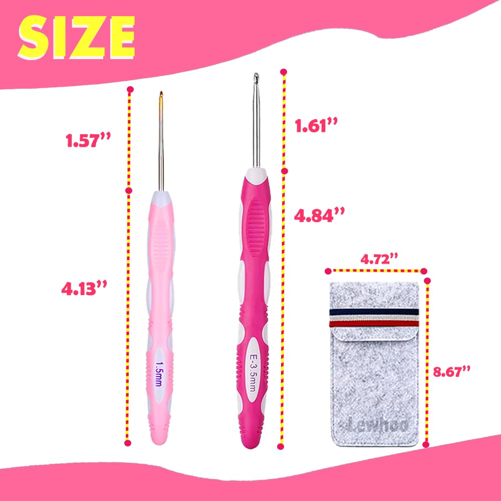 Ergonomic Crochet Hooks Set with Case, 12PCS Crochet Hooks for Arthritic Hands, Size from 0.8mm~6.0mm