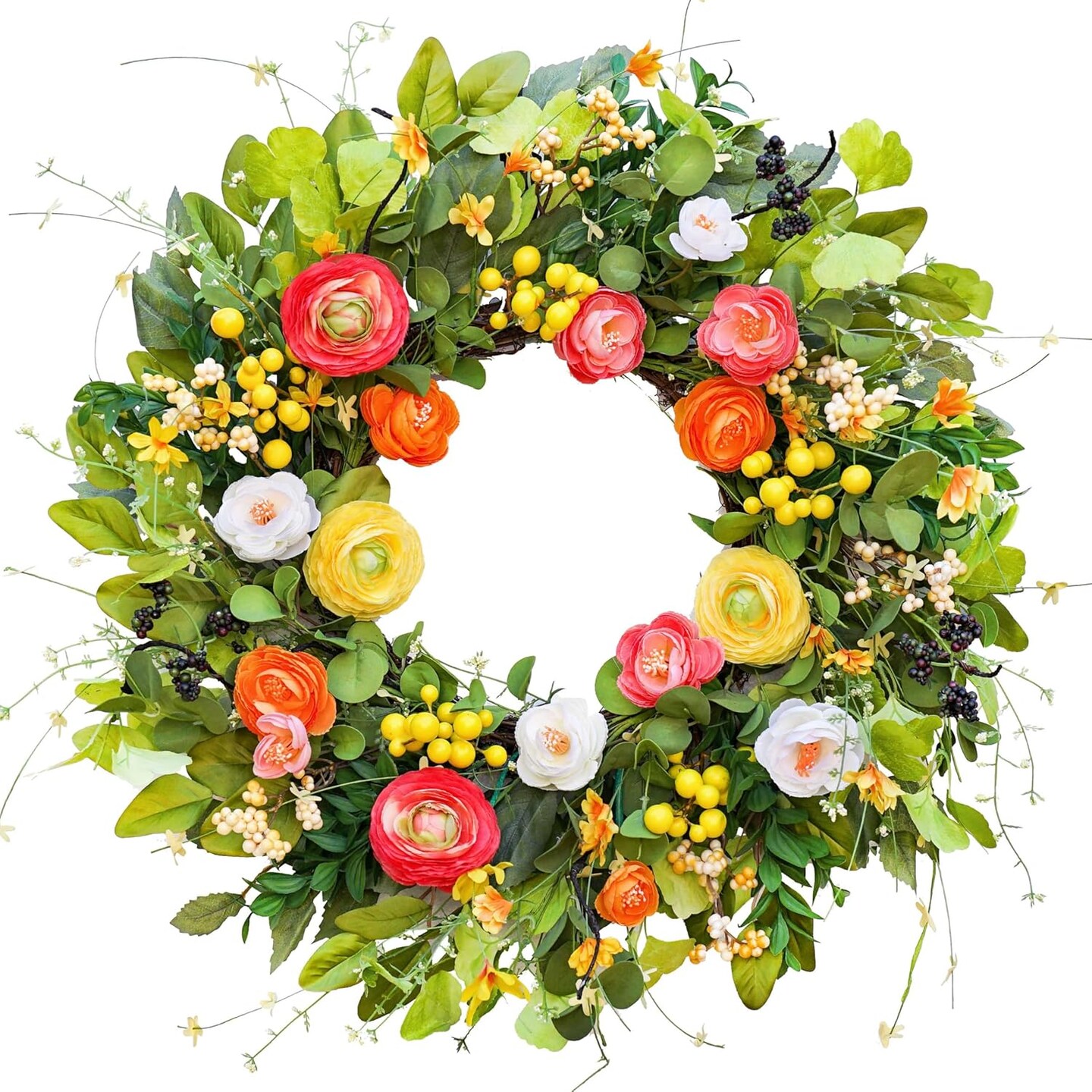 Spring Wreaths for Front Door, Soomeir Summer Peony Outdoor Wreath
