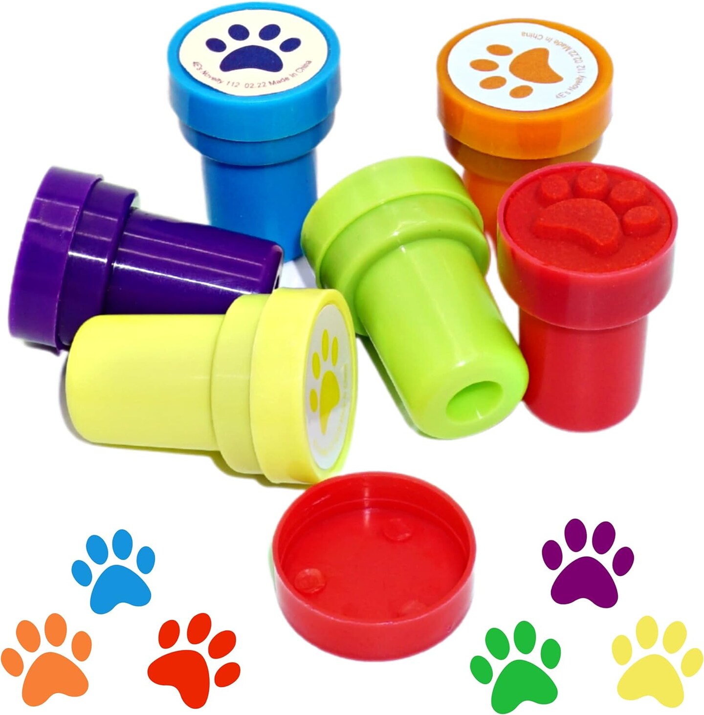 4E&#x27;s Novelty Paw Print Party Favors &#x2013; 24 Paw Print Bracelets Bulk &#x26; 24 Paw Print Stamp for Kids!