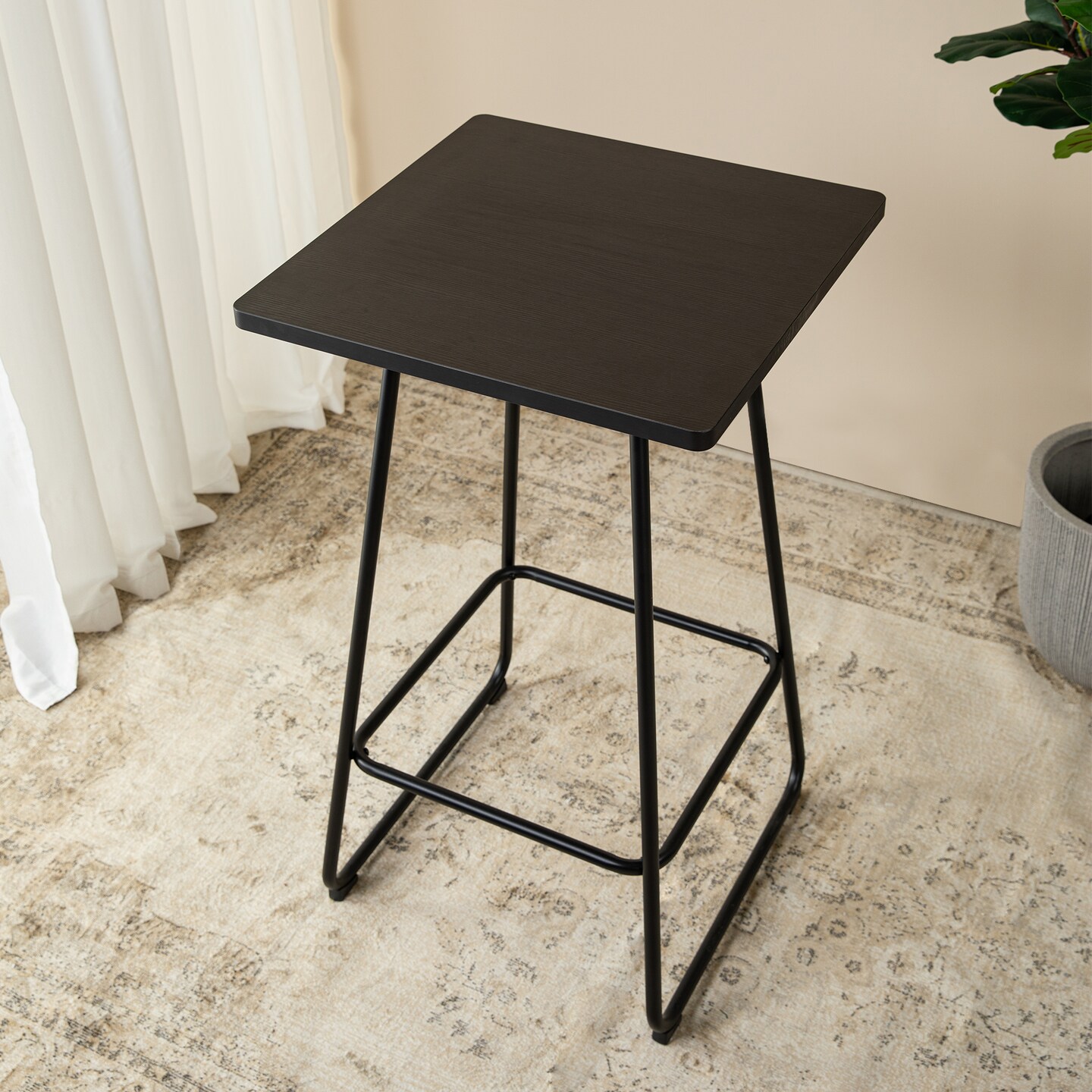 41&#x22;H Industrial Modern Square Wood Top Bar Height Pub Tables