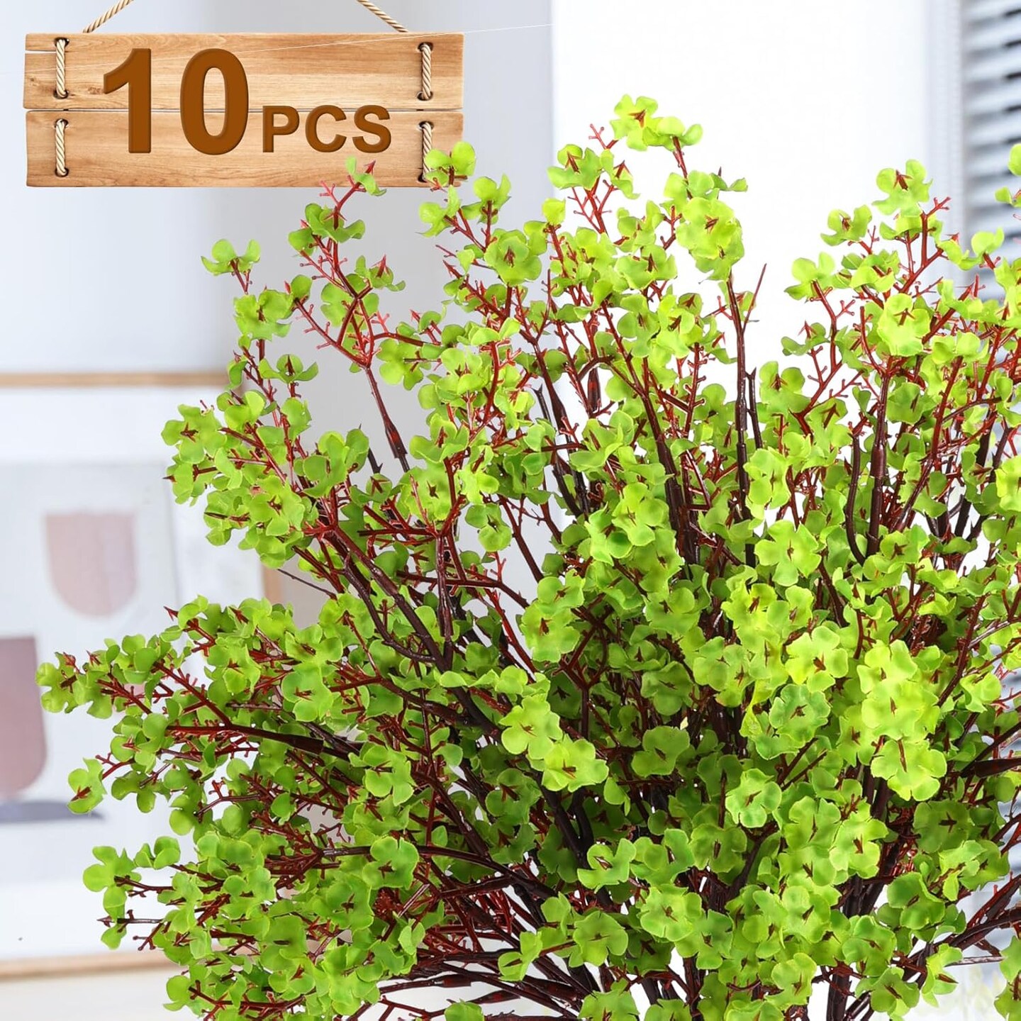 10 Pcs Babys Breath Green Flowers Artificial Gypsophila Flowers St. Patrick&#x27;s Day Fake Silk Flowers for Home Decor Spring Floral Arrangement Table Centerpieces