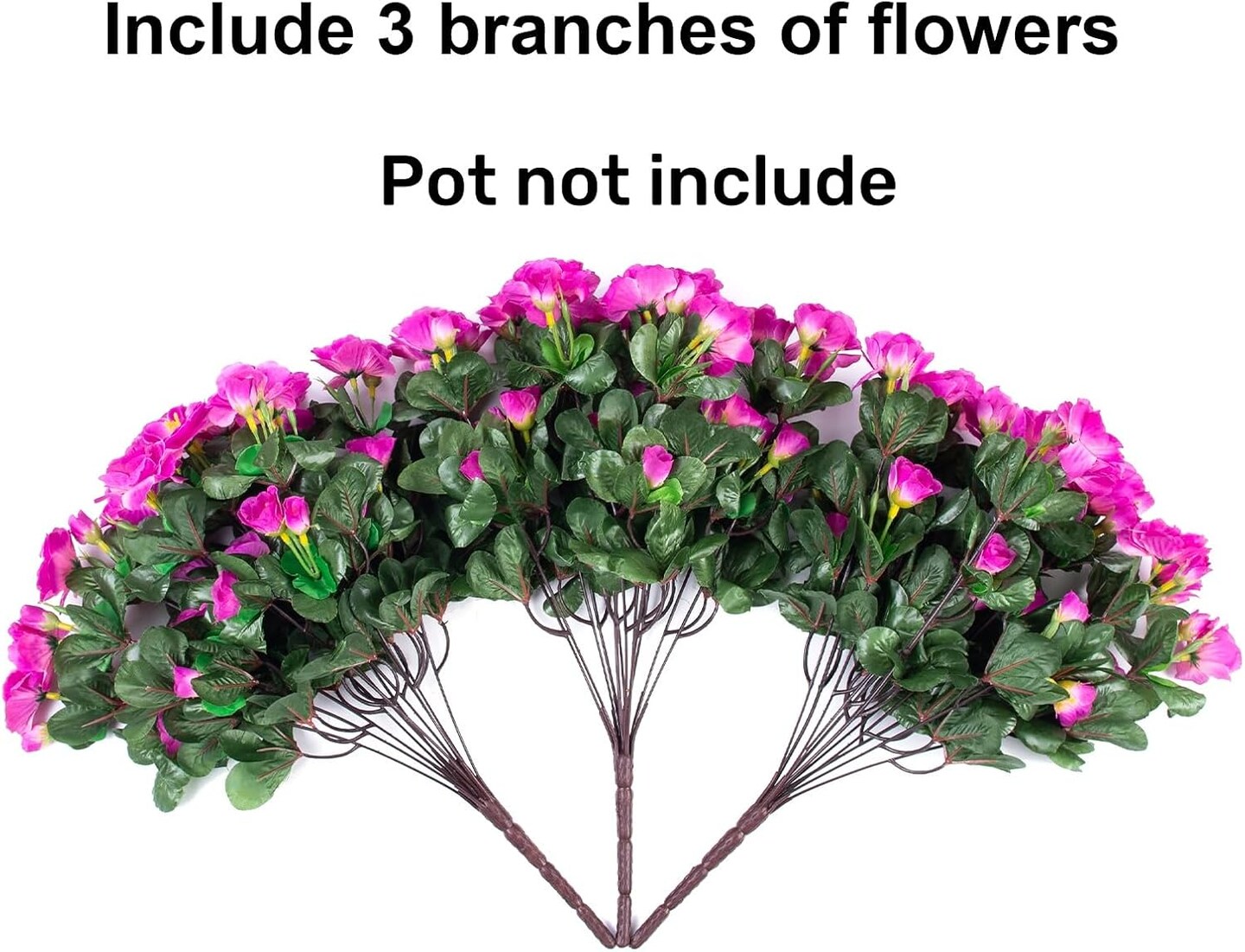 Artificial Faux Outdoor Flowers Plants for Outside Summer Decoration, Fake Silk Fuchsia Camellia UV Resistant Realistic for Planter Porch Patio Balcony Garden Home, 3 Bundles