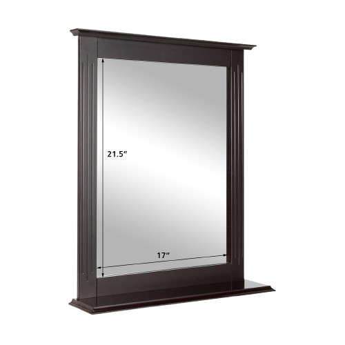 Bathroom Multipurpose Wall-Mounted Mirror W/Shelf Vanity Makeup Mirror Brown