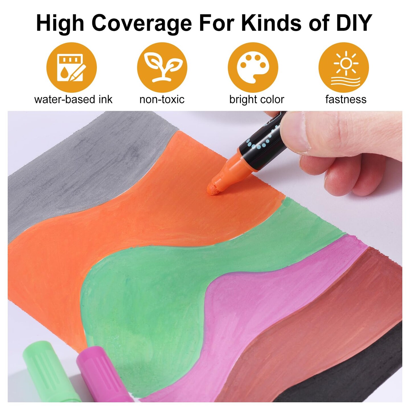 30 Colors Waterproof Dual Tip Acrylic Paint Pens, Dot &#x26; Fine Tip Premium Coloring Drawing Markers Set for Wood, Rock Painting, Canvas, Glass, Ceramic Surfaces and DIY Crafts Making Art Supplies