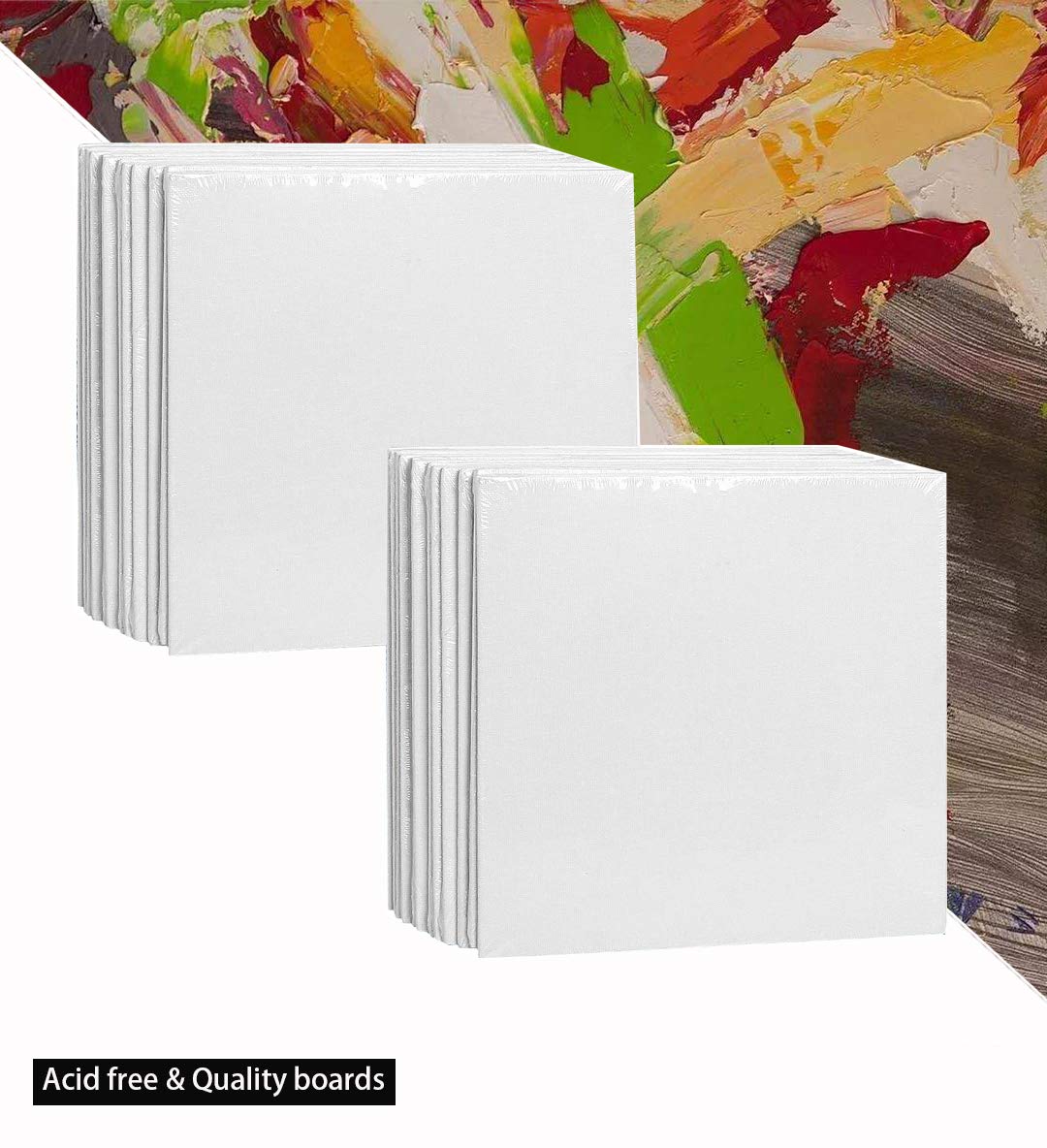 24 Pack Mini Canvas Panels 4x4 Artist Canvas Boards, Double-Wrapped Acid Free Small Art Canvas Value Pack for Oil &#x26; Acrylic Painting.