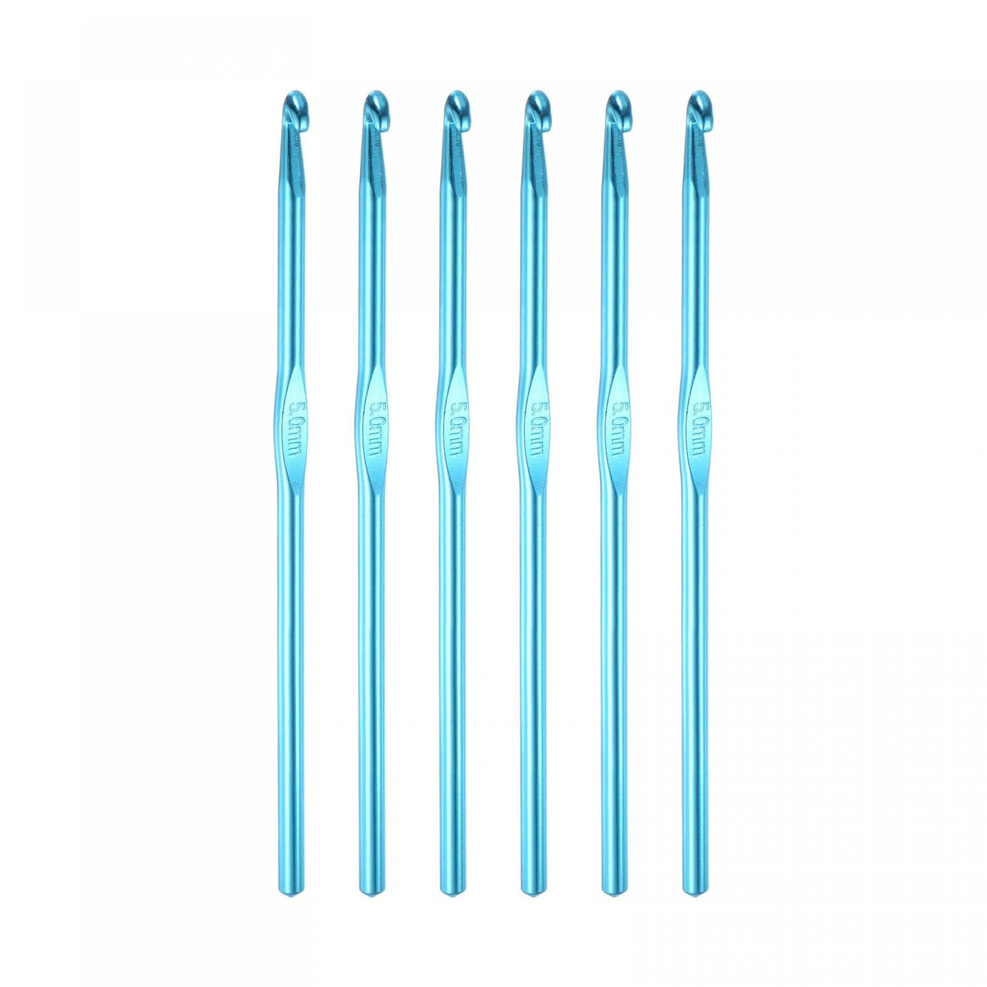 Aluminum Crochet Hook 5mm US Size H (Size 8) Knitting Needles for DIY Craft Yarn Blue 6Pcs