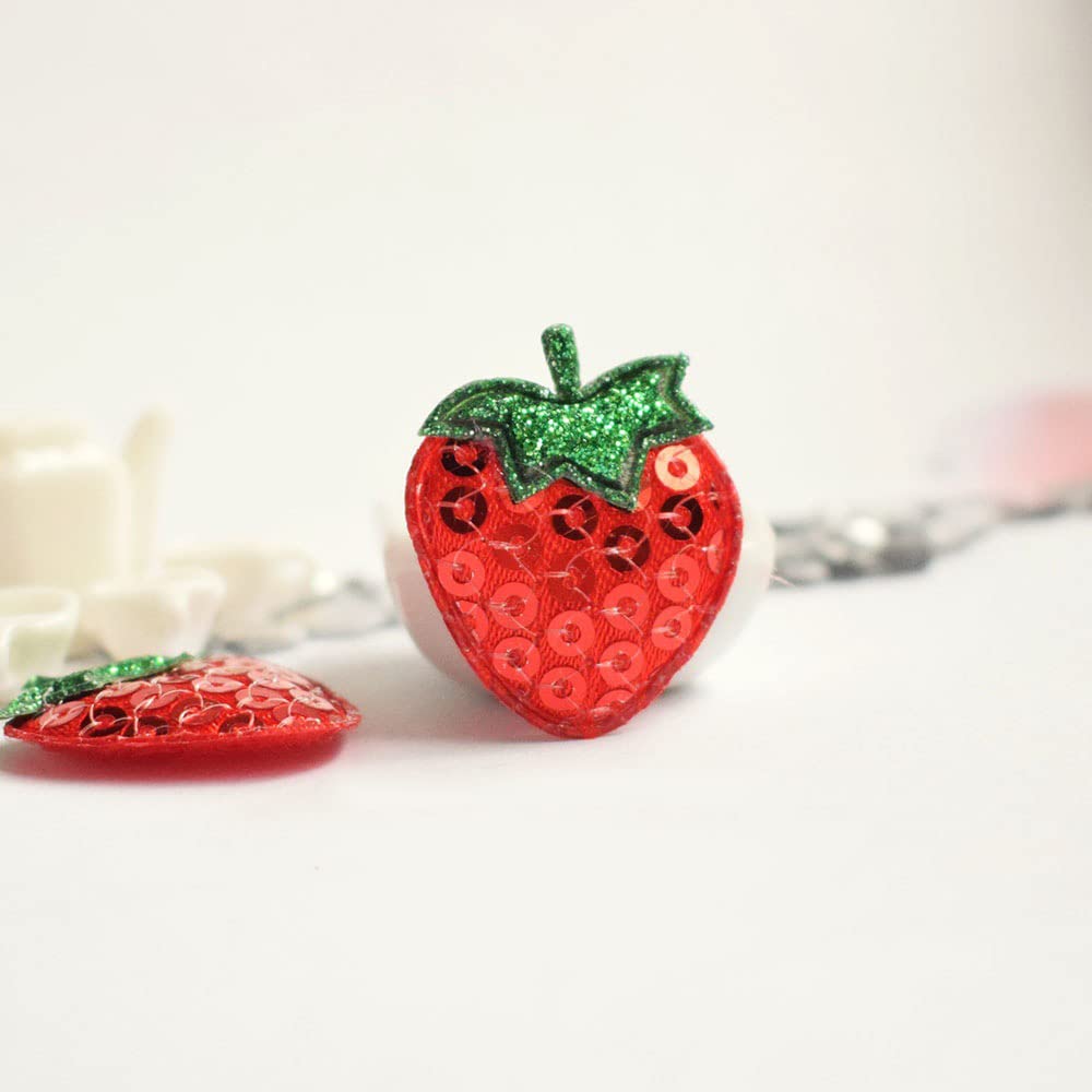 YYCRAFT 60pcs Padded Sequin Strawberry Appliques for DIY Sewing Craft-3 Colors