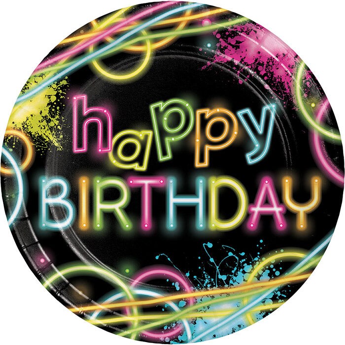 Glow Party Paper Plates (8/Pkg)