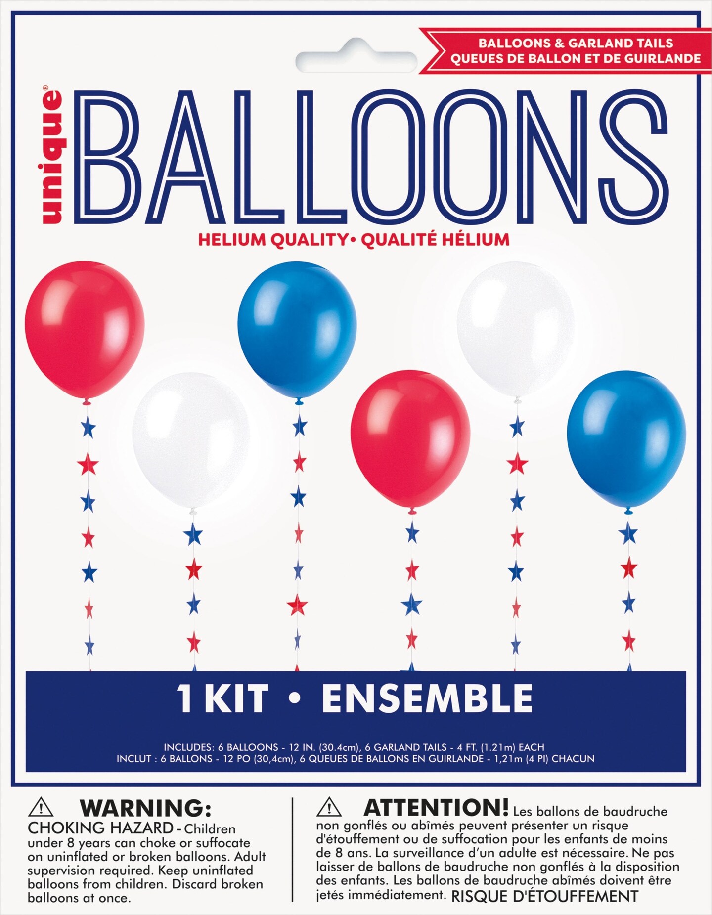 Patriotic 12&#x22; Latex Balloons &#x26; Balloon Tails Kit  - 6ct