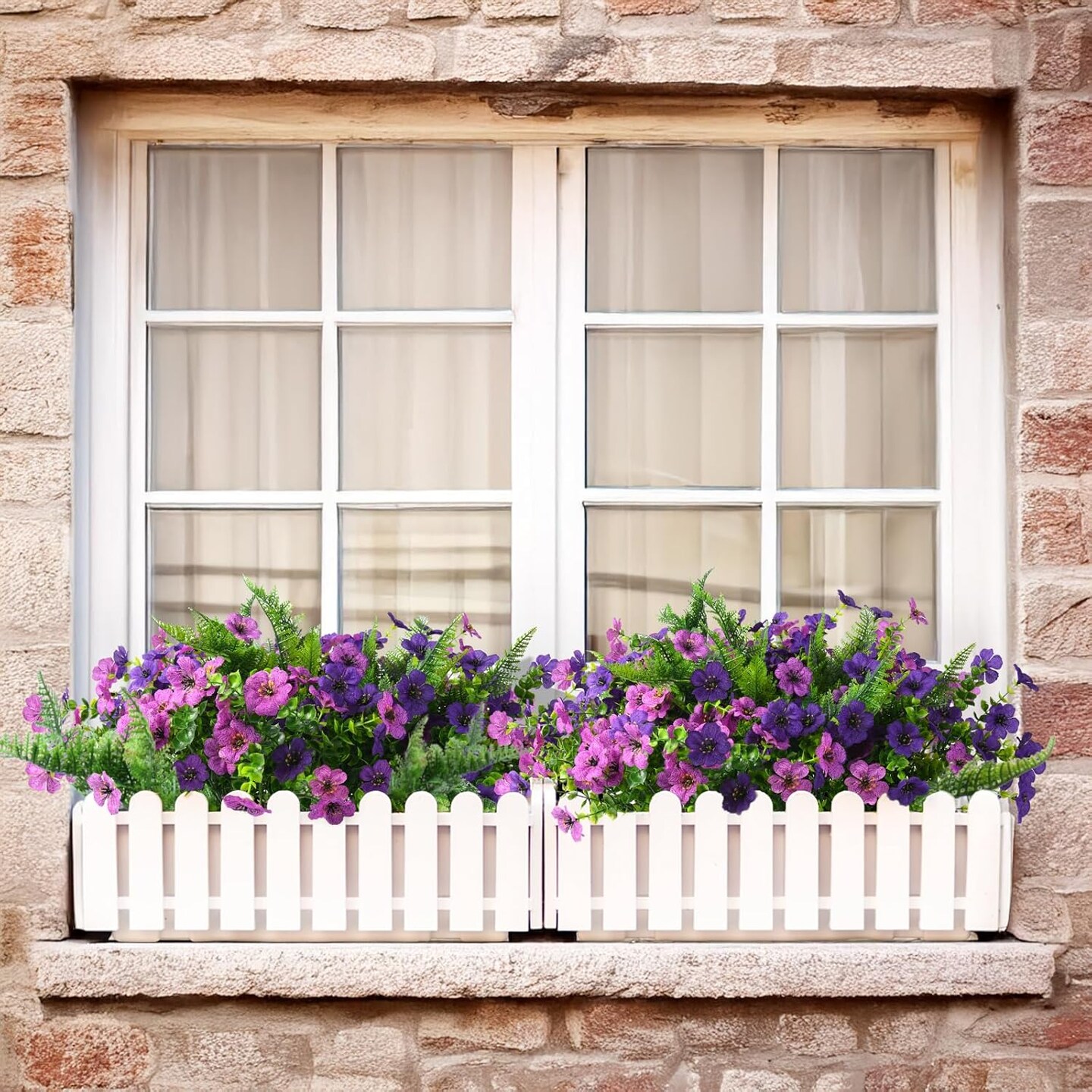 Artificial Flowers for Outdoors, 12 Bundles Multicolor Silk Fake Flower with Ferns for Spring Summer Decoration, UV Resistant No Fade Artificial Outdoor Plants for Home Planter Porch Patio Yard Decor