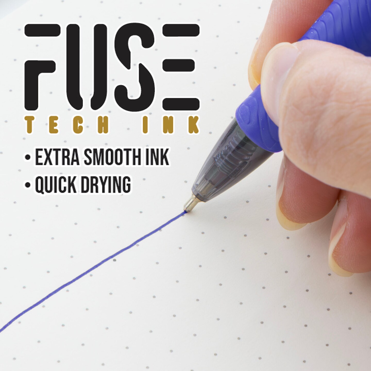 BAZIC Optima Blue FUSE Tech Ink Retractable Pen w/ Grip (3/Pack)