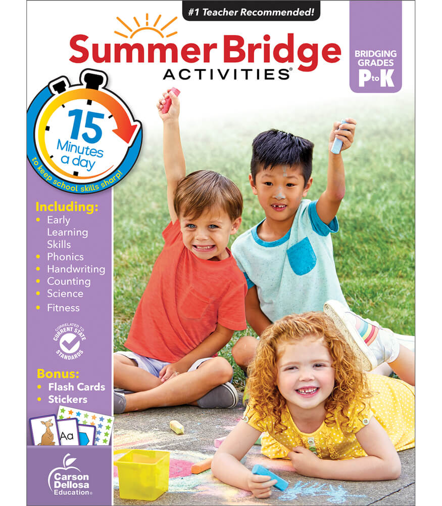 Summer Bridge Activities Preschool to Kindergarten Workbooks, PreK & K Toddler Activity Book With Phonics, Math, Science, Handwriting Practice, Early Learning Skills, and Flash Cards