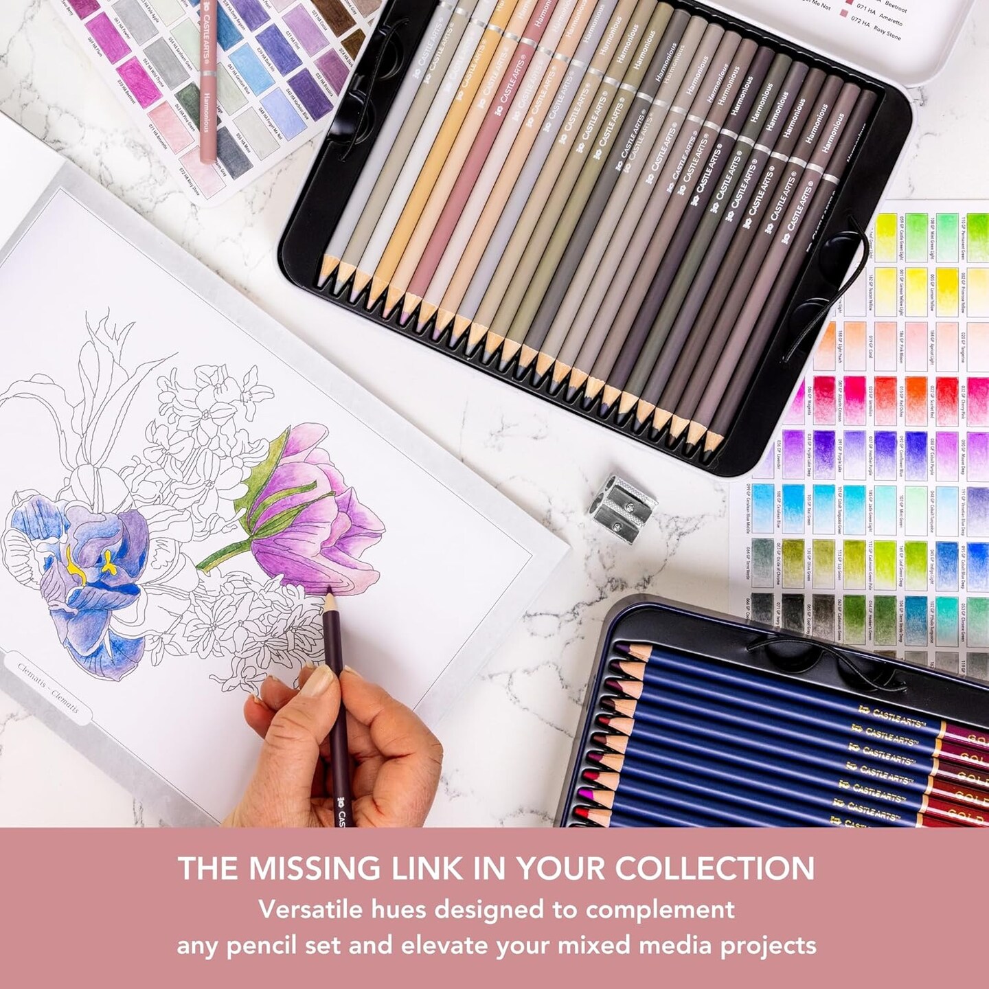 72 Harmonious Colored Pencil Set | Wax-Based, Soft Core Coloring Pencils for Expert Blending