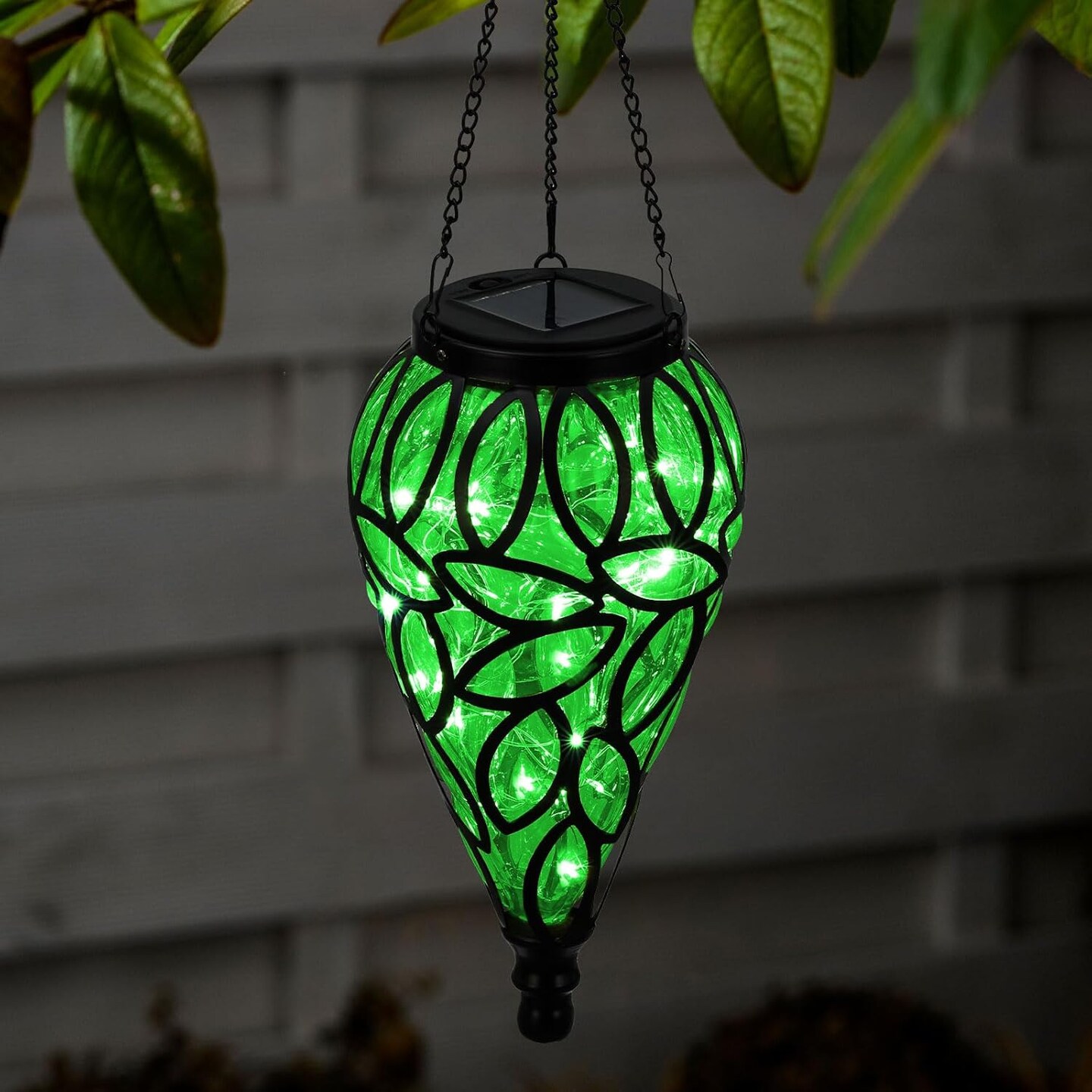 Solar Hanging Lantern Outdoor Lights, Tear-Shaped 15 LEDs Cool White Hanging Lights with S Hooks Decor in Garden, Yard, Pathway, Front Door and Landscape