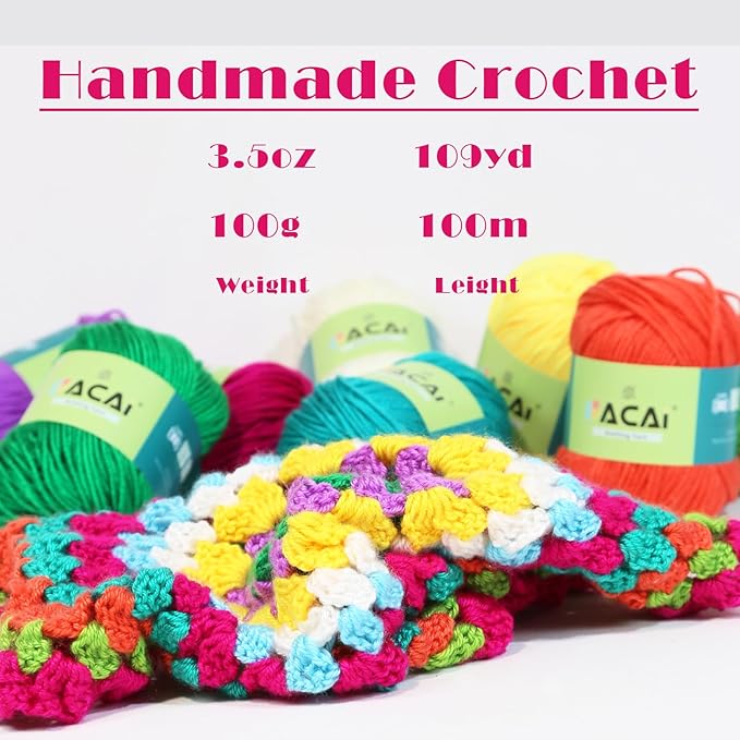 Yarn for Knitting and Crocheting, Multi-Color (1, Light Colour Scheme)
