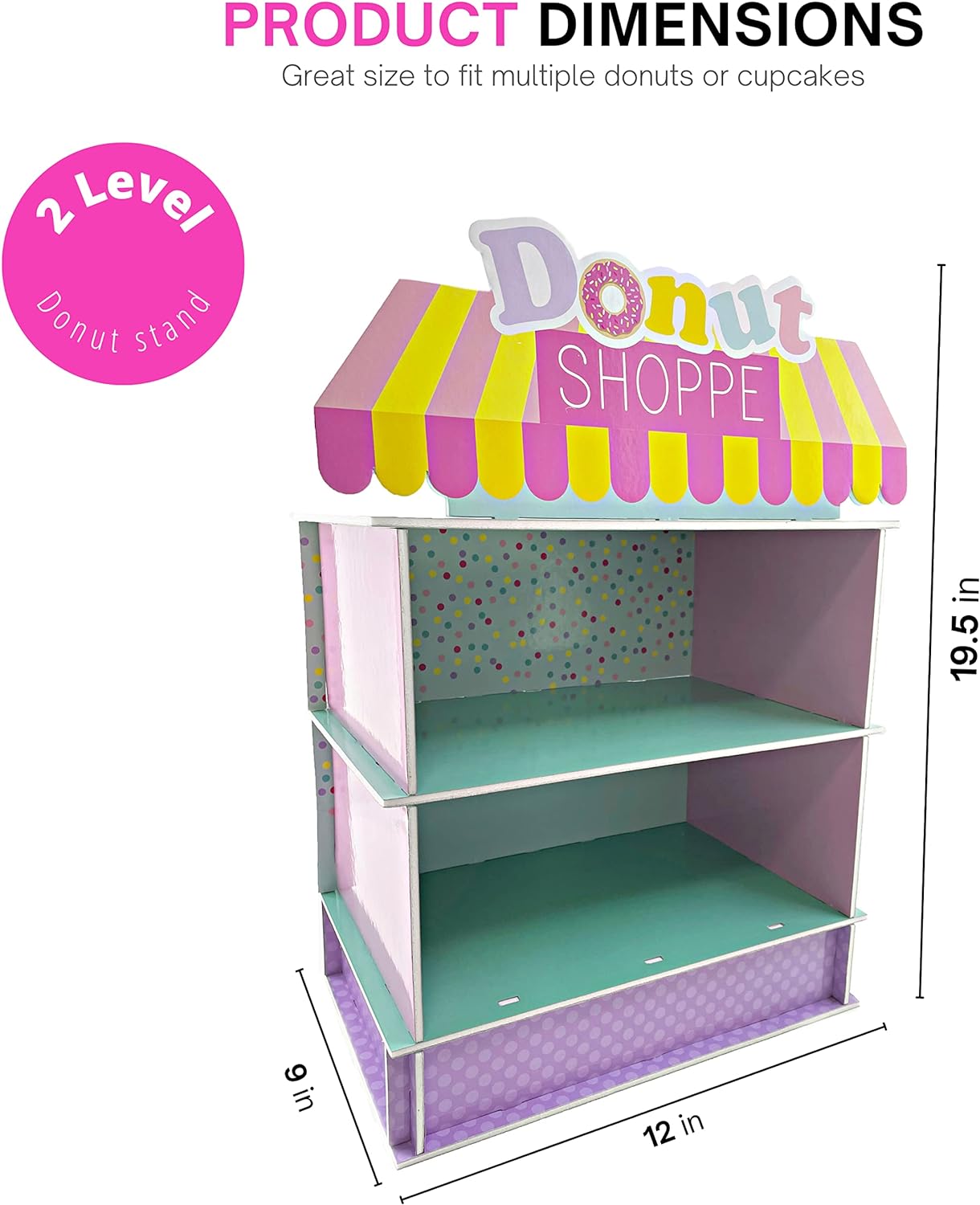 4E&#x27;s Novelty donut stands &#x2013; 2-tier donut wall display stand for donut party supplies &#x26; decor!