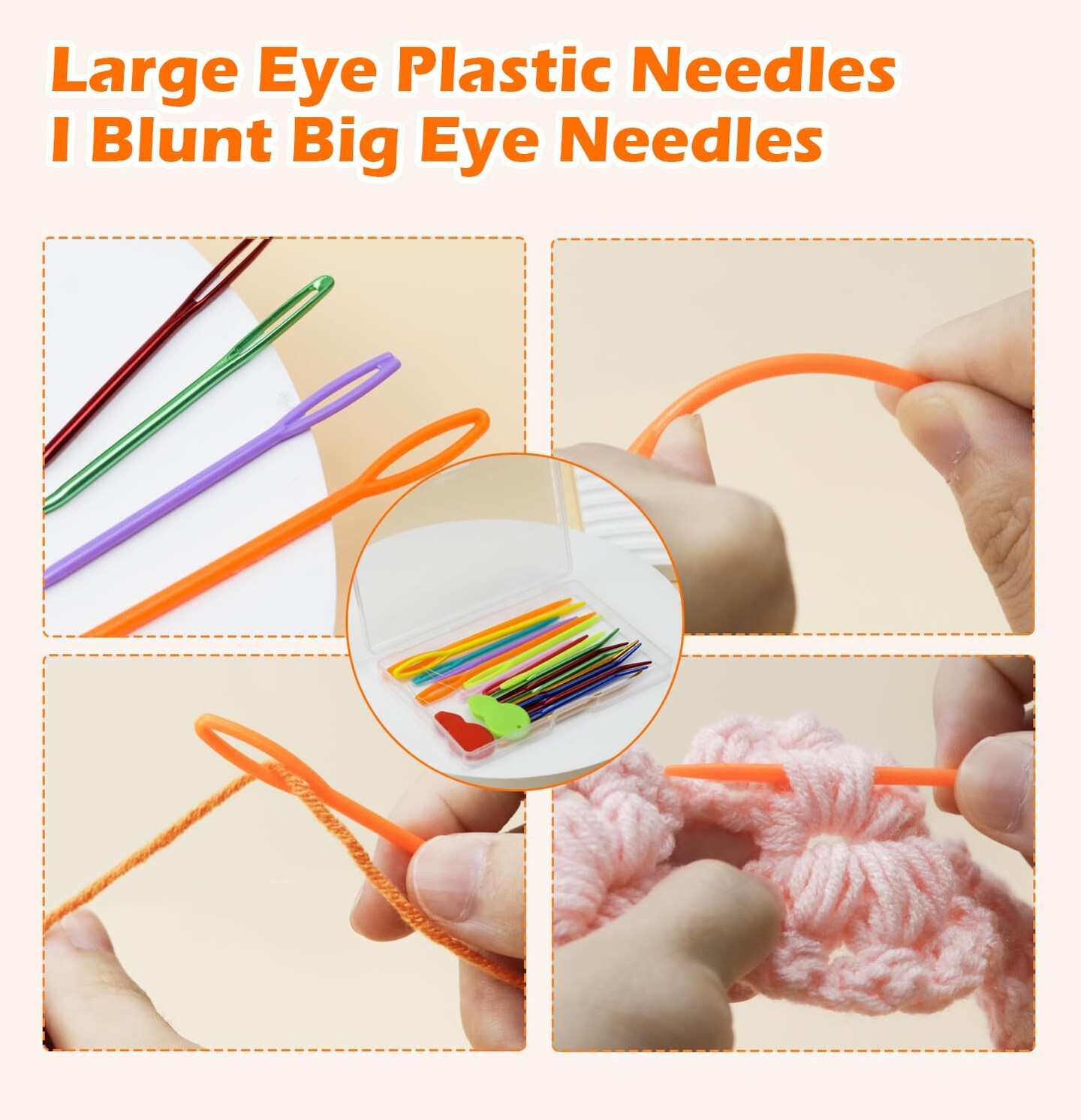 19 Pcs Yarn Needles Set, Assorted Yarn Needles Bent Tapestry Needle Weaving Needle Darning Needles Plastic Needles Large Eye Blunt Knitting Needles for Sewing Crochet 03