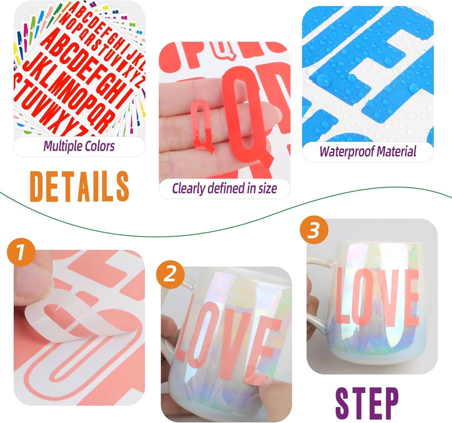 24 Sheets Letter Stickers 1272 Pcs Alphabet Sticke (Multicolor) 8 x 6 x 0.2 inches