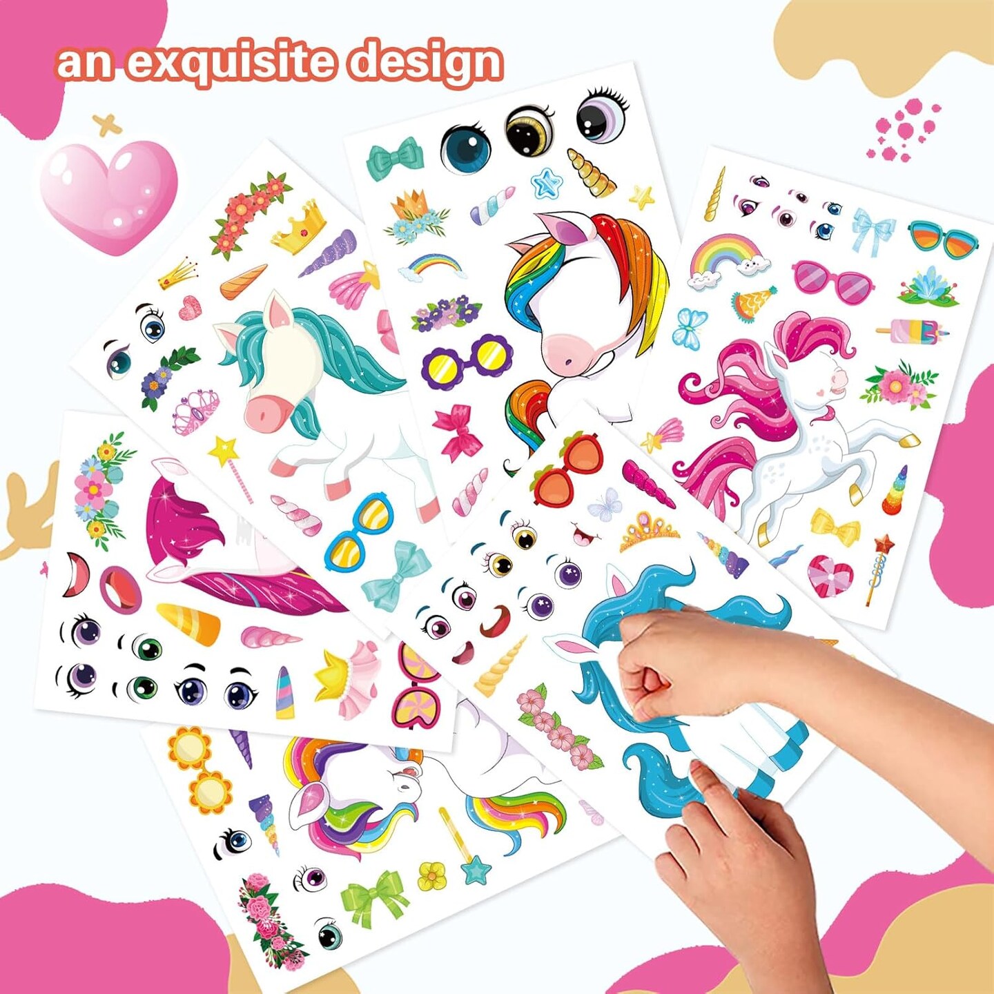 48 Sheets Make Your Own Unicorns Stickers (Unicorn) 8.26 x 6.69 x 0.35 inches