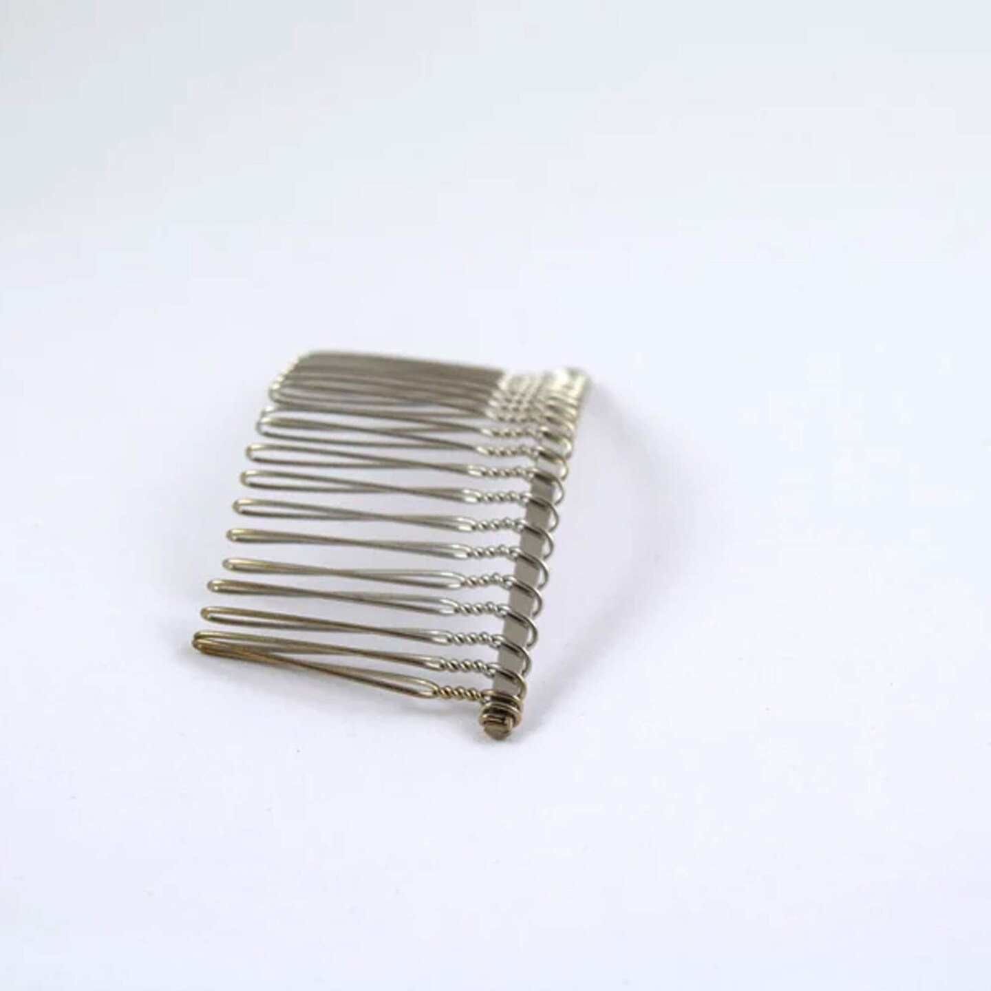 3&#x22; Curved Metal Veil Combs Silver Wire Set of 2