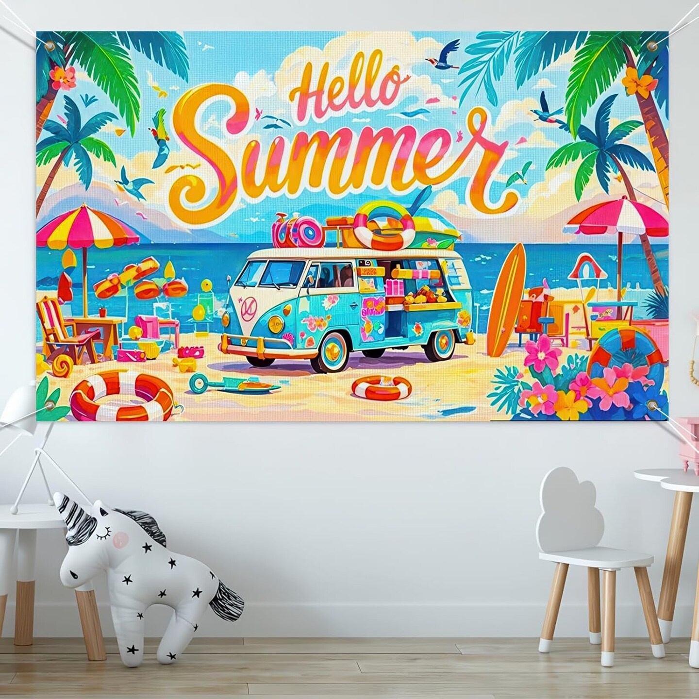 Summer Party Banner 71x43 Inches Multicolor Beach (Multicolor)