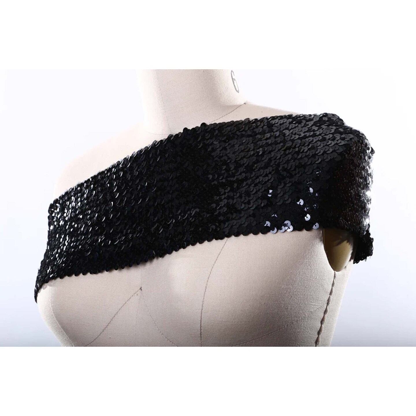 1 Yard Black Stretch Sequin Trim Elastic Shimmer Ribbon Dancewear & Crafts