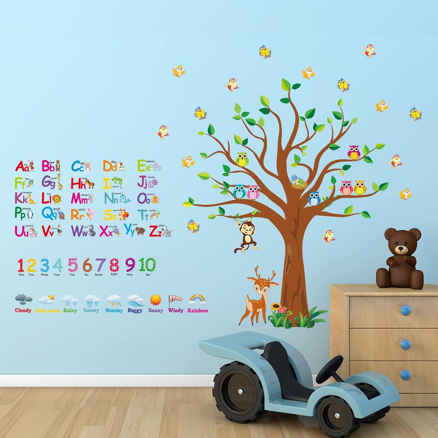4 Sheets Number Wall Decals Numbers Learning Children Wall Decals (Assorted)