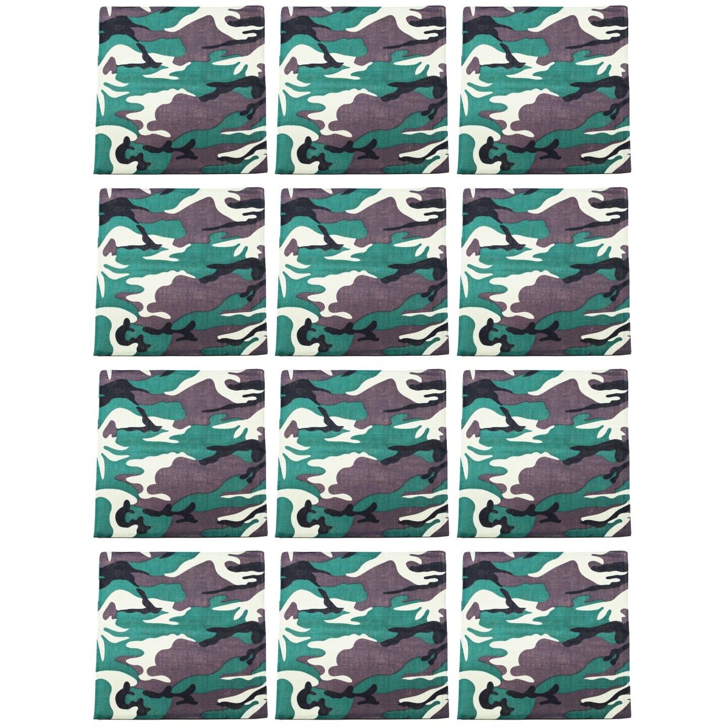 12 Pack Paisley Print Cotton Bandanas Dozen Reusable Scarf, Mask, Hair Tie