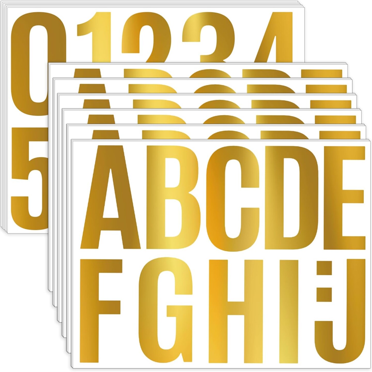 24 Sheets Gold Jumbo Letter Stickers, 4 Inch Large Vinyl Alphabet & Number Decals, Waterproof Peel-and-Stick ABCs for Bulletin Boards, Posters, Mailboxes & Windows