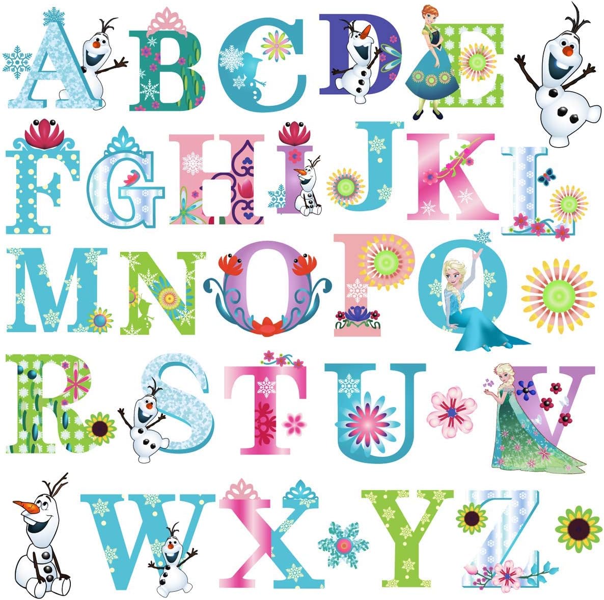 Alphabet Wall Stickers for Baby Girl Nursery | Peel &#x26; Stick Decorative Girl Wall Decals for Bedroom