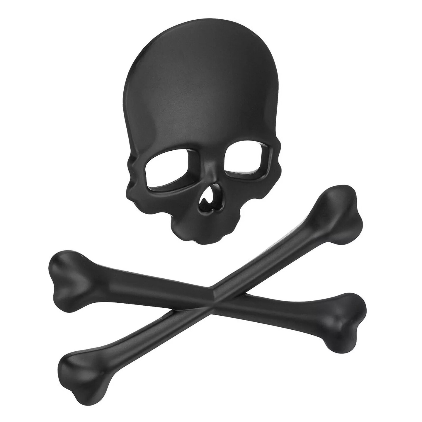 Matte Black 3D Crossbones Skull Sticker Skeleton Emblem Decal