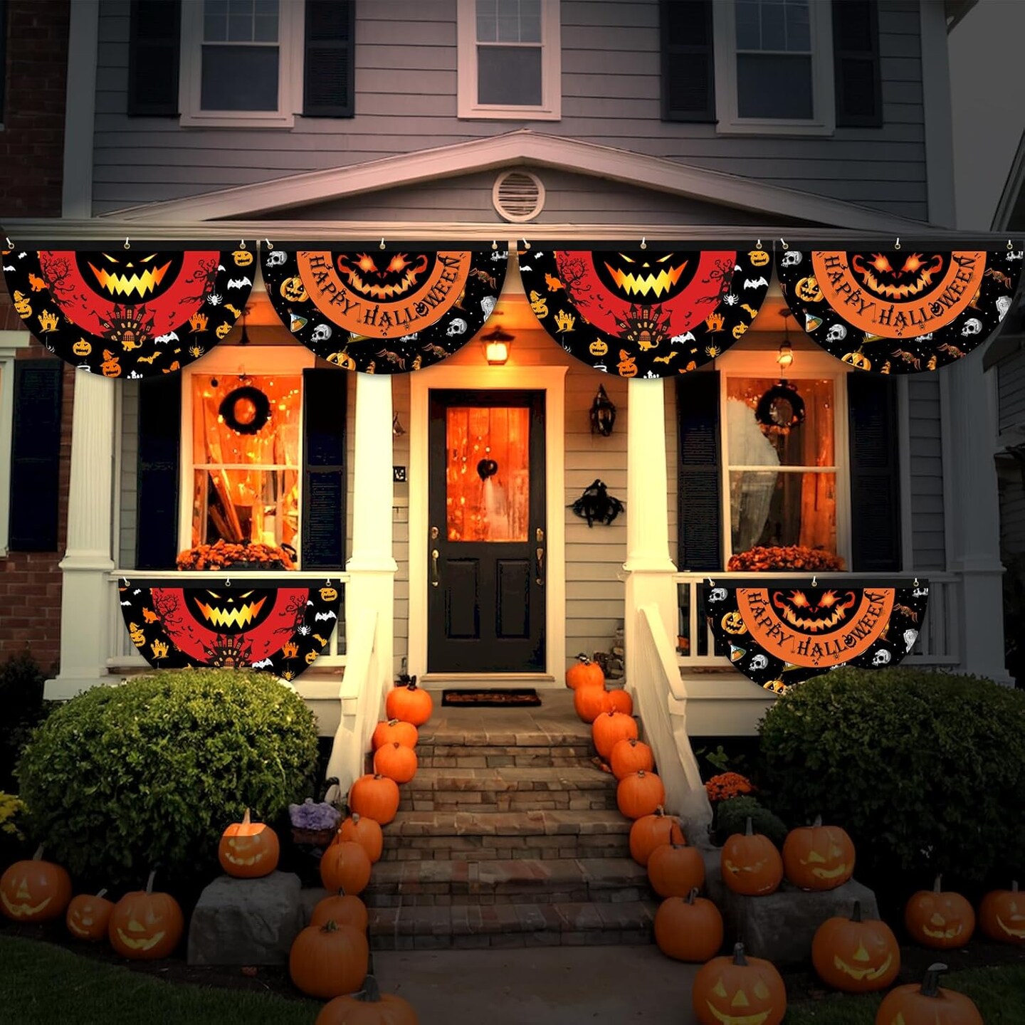 2 Pcs Halloween Bunting Flags - 1.5x3 Ft