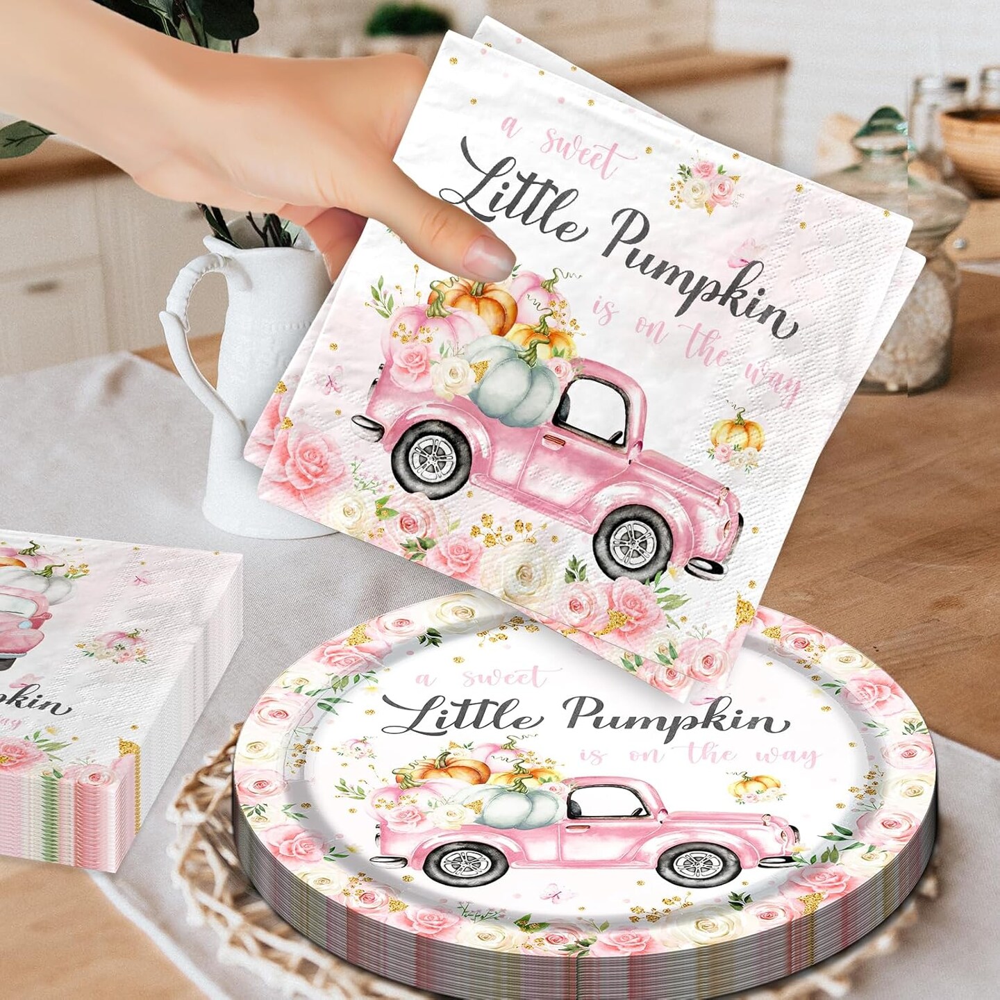 Little Pumpkin Paper Plates and Napkin Pumpkin Baby Shower Party Decorations