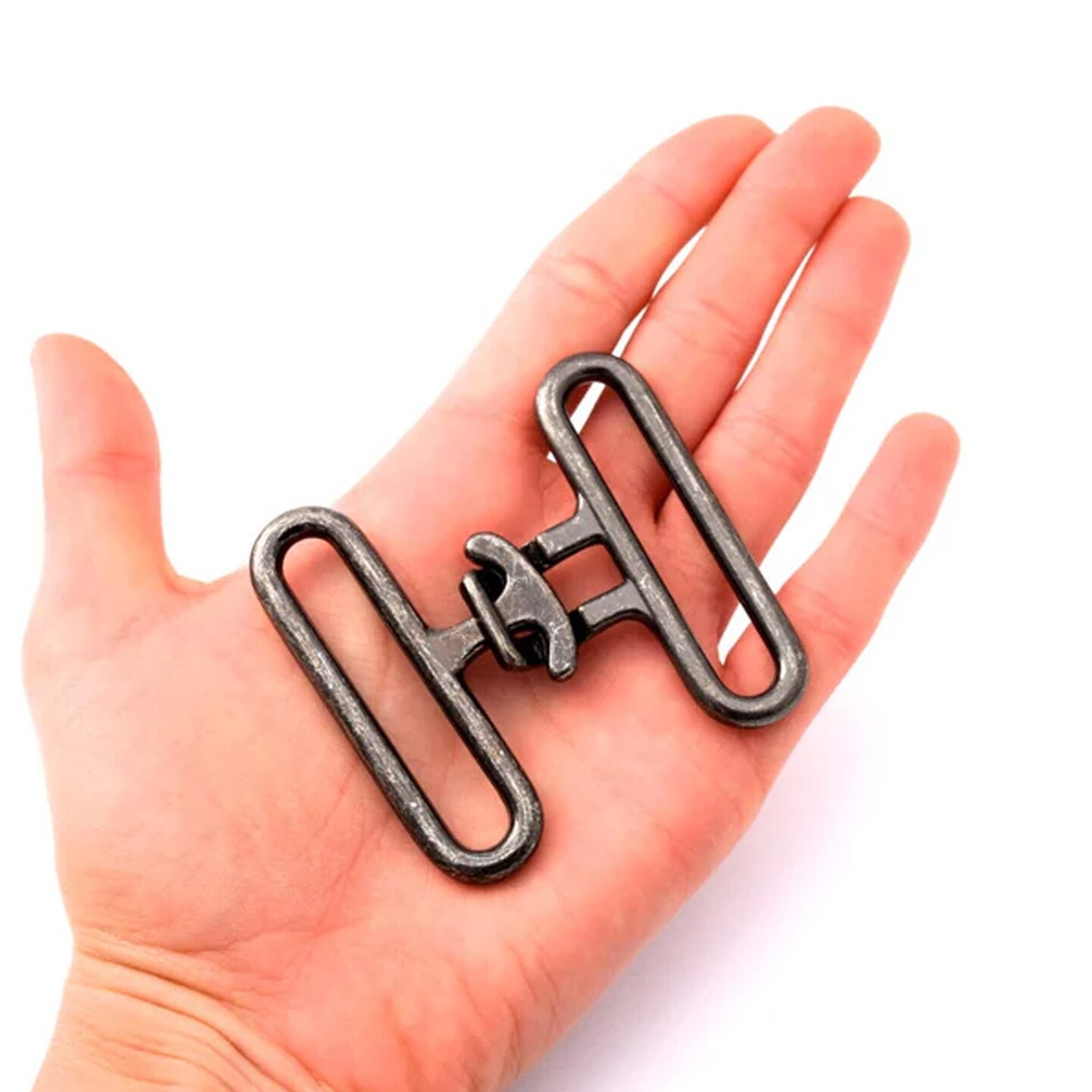 2&#x22; Gunmetal Heavy Duty Two Piece Hook and Eye Belt Buckle Durable Metal Closure