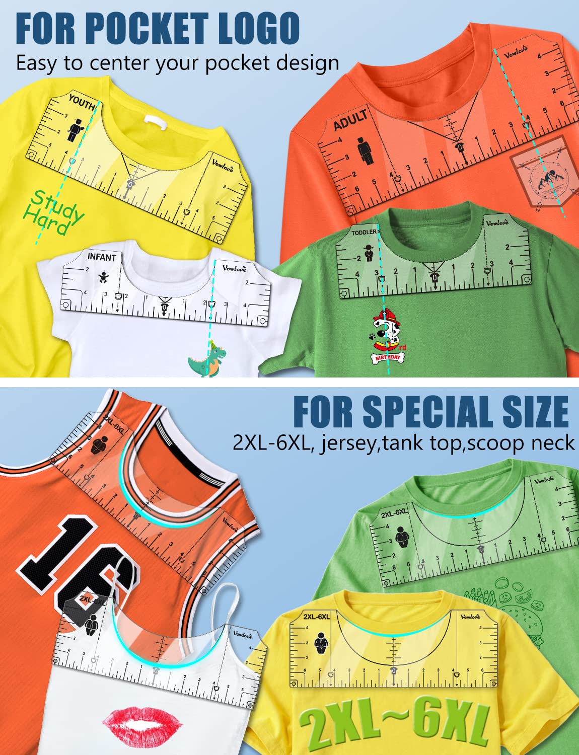 Tshirt Ruler Guide Vinyl Alignment, Shirt Measurement Tool Placement Center Desgins