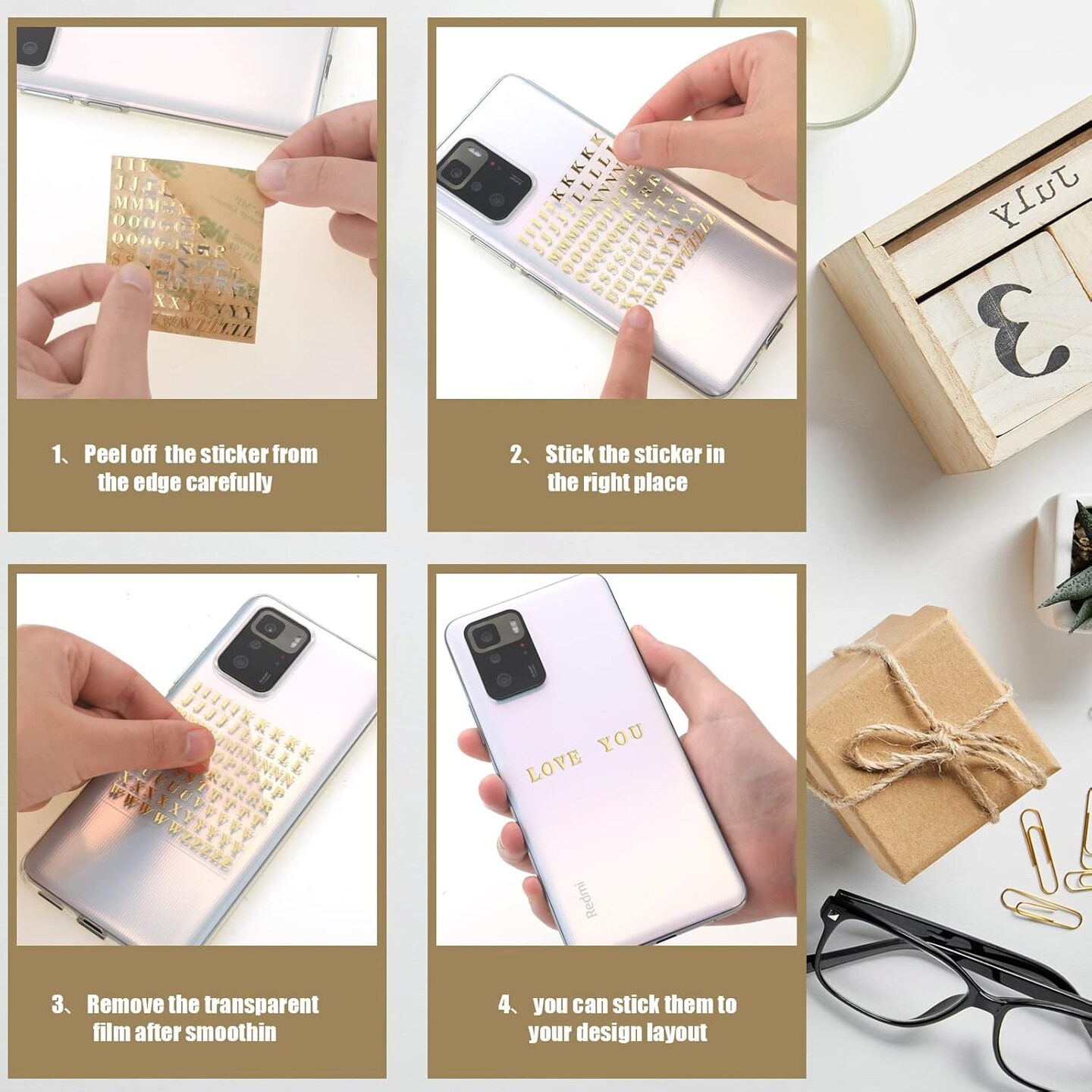 18 Sheets Small Letter Stickers Mini Alphabet Number Stickers