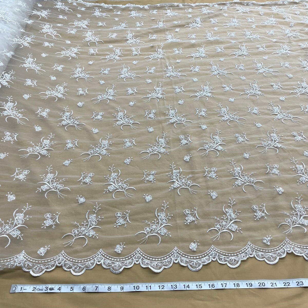 1 Yard Dazzling Beaded Lace Fabric Embroidered on 100% Polyester Net Mesh 54 Inch Width