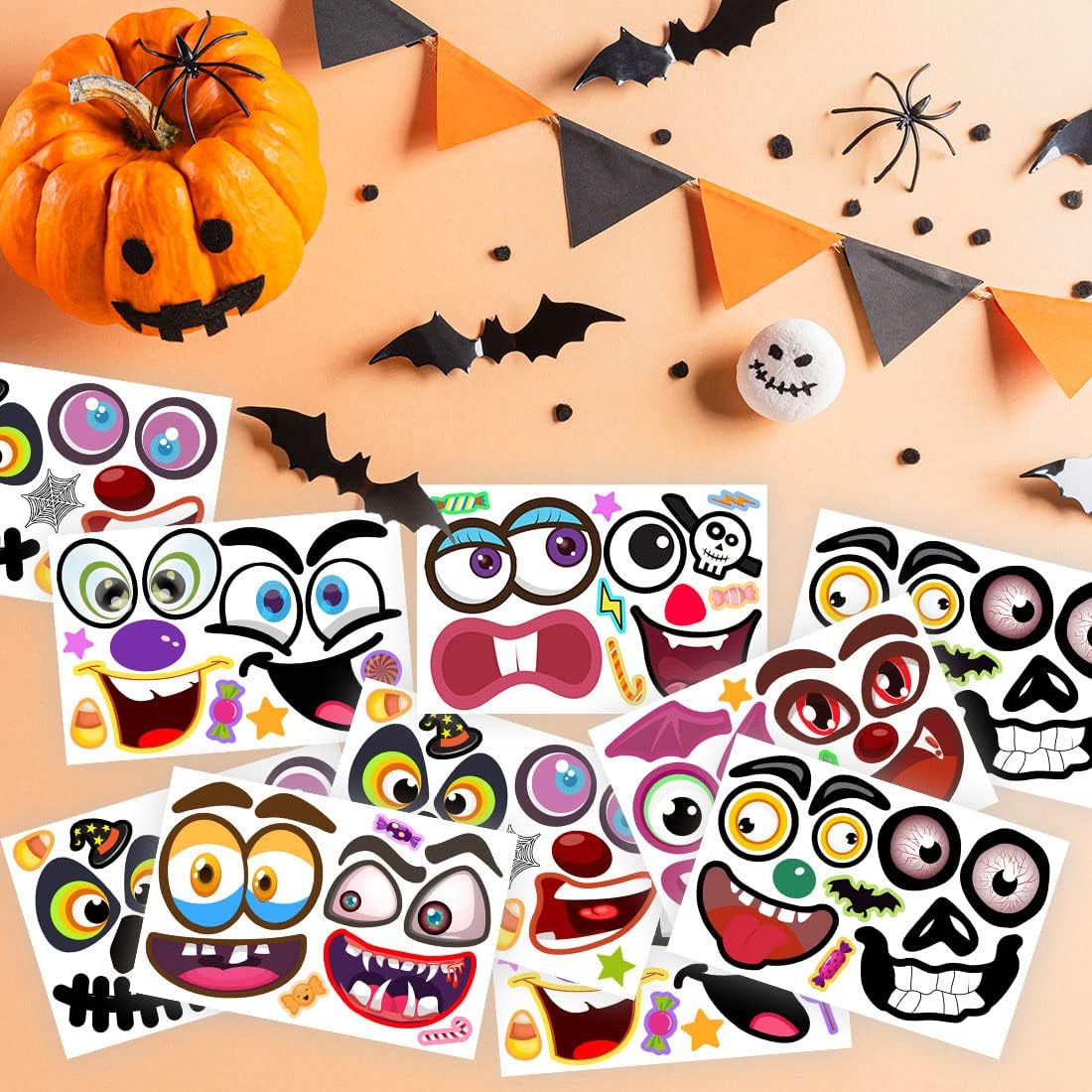 48Packs Pumpkin Stickers Decorating Kit