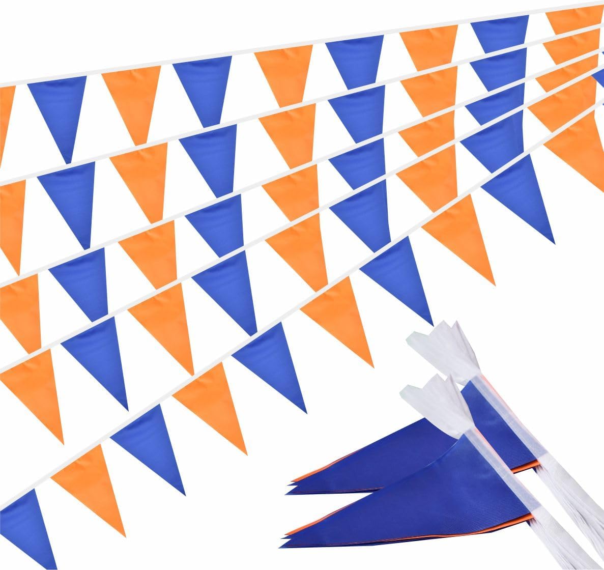Orange and Blue Pennant Banner Flags (Orange and Blue) 5"L x 8"W