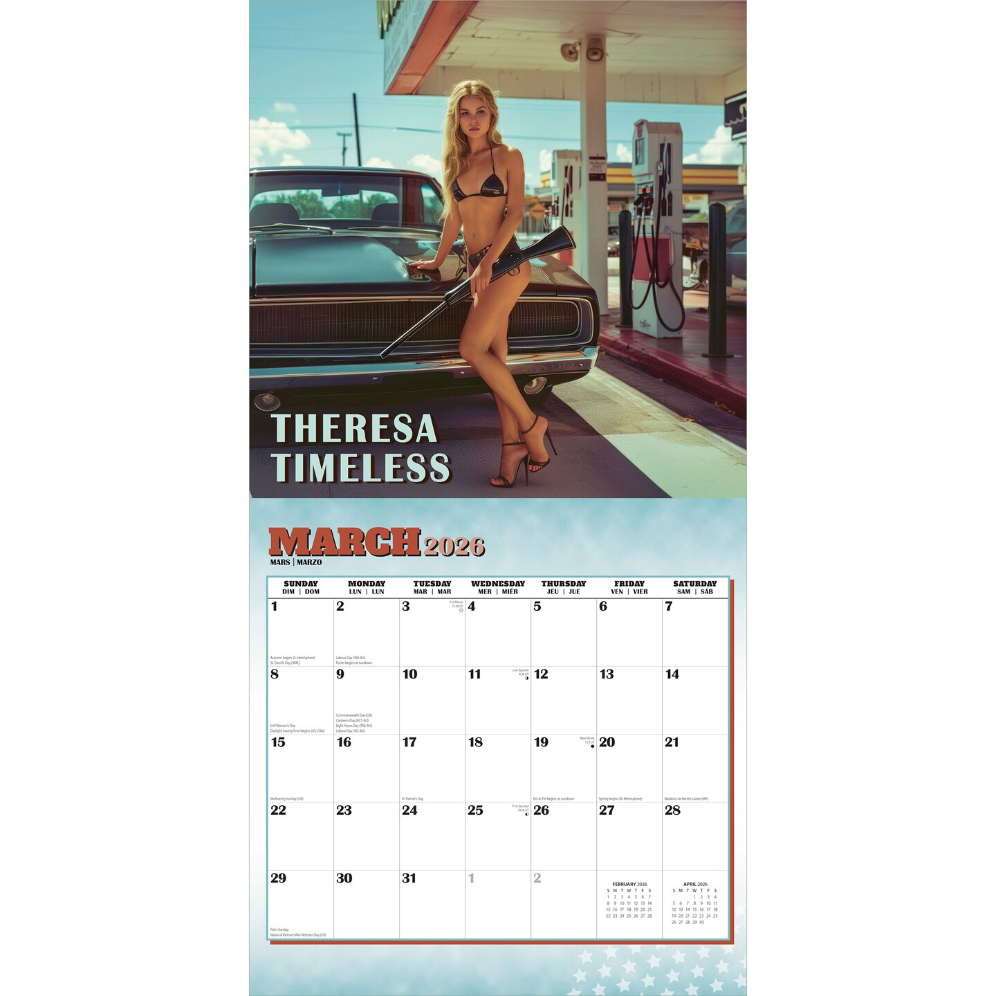 Hot Chicks Cold Steel | 2026 12 x 24 Inch (Hanging) Monthly Square Wall Calendar