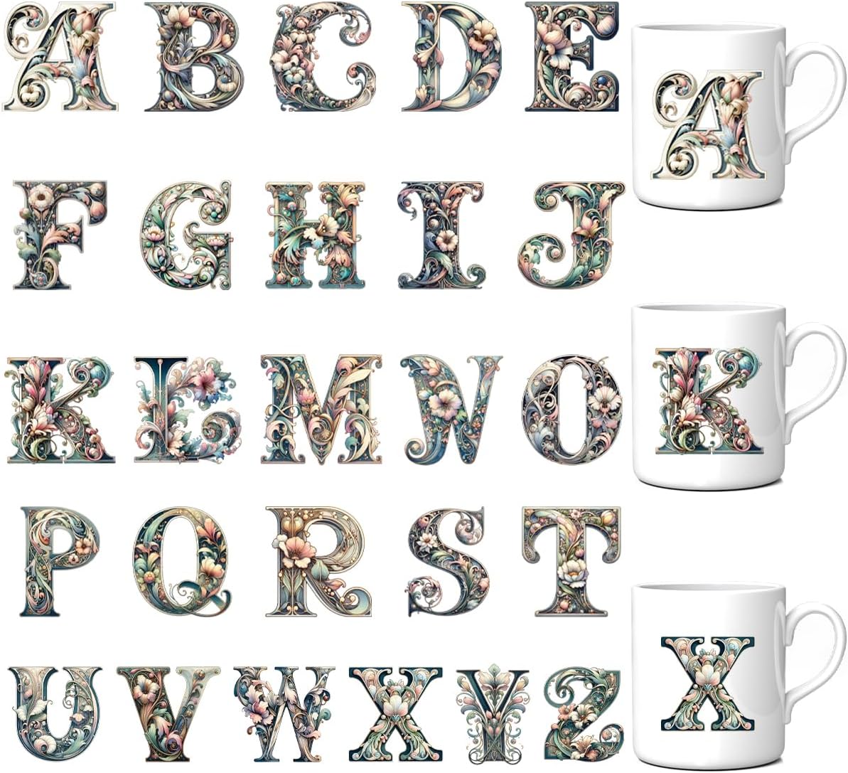20 Sheets Letter UV DTF Cup Wraps Transfer Stickers