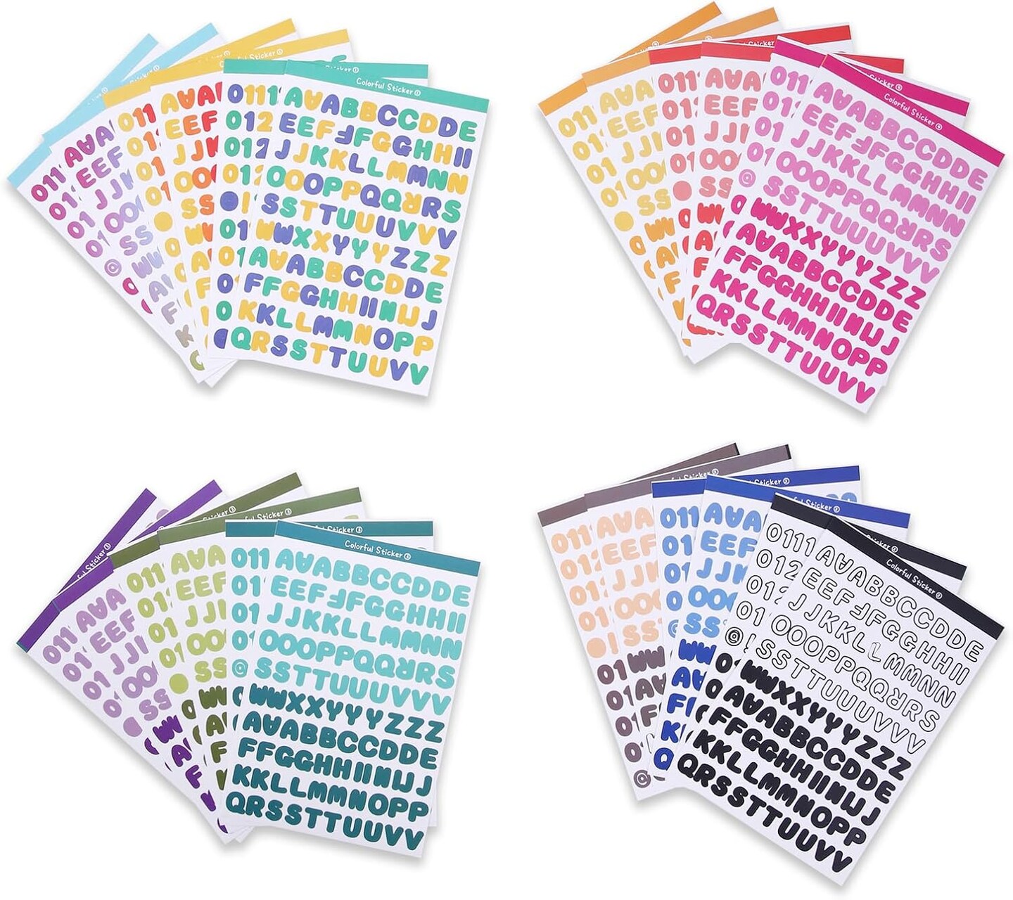 2400 Pieces Small Colorful Vinyl Letter Stickers (Multicolor) 6.3 x 4.3 x 0.1 inches