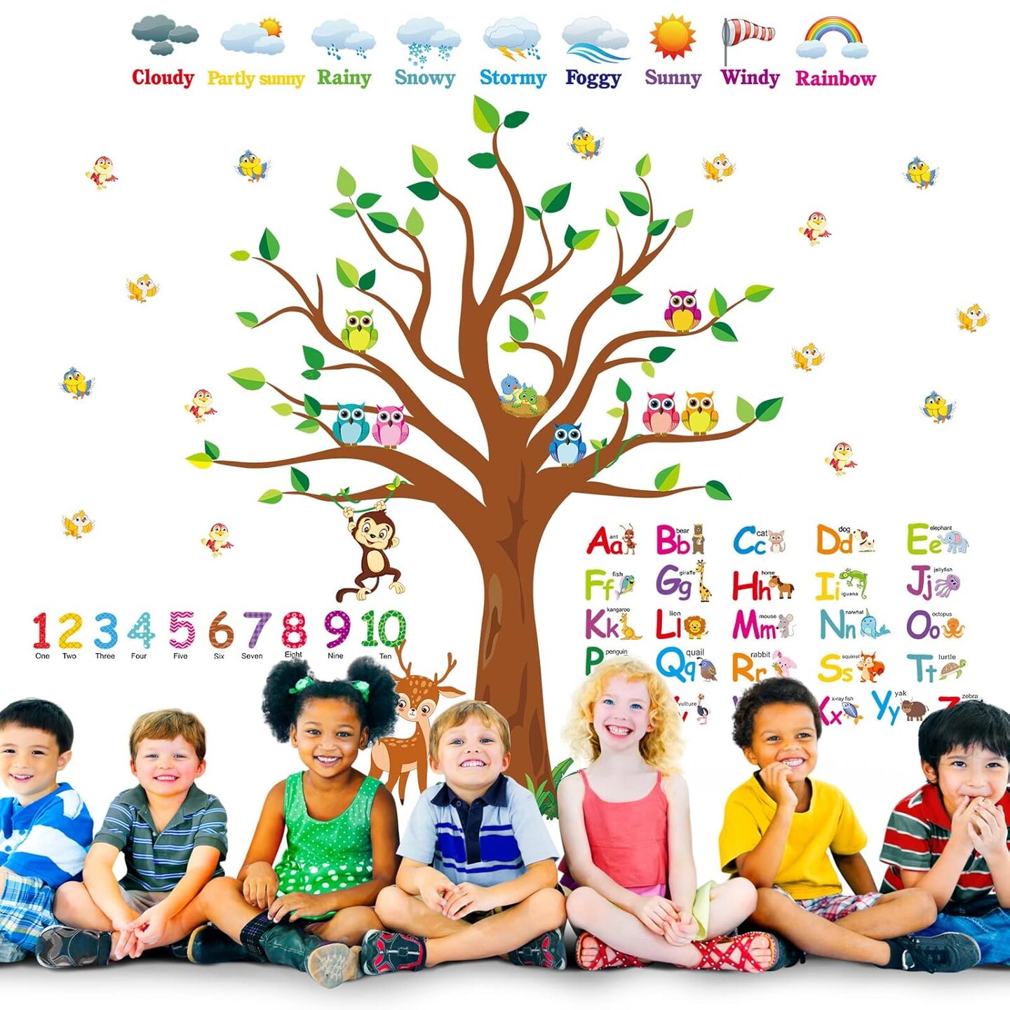 4 Sheets Number Wall Decals Numbers Learning Children Wall Decals (Assorted)