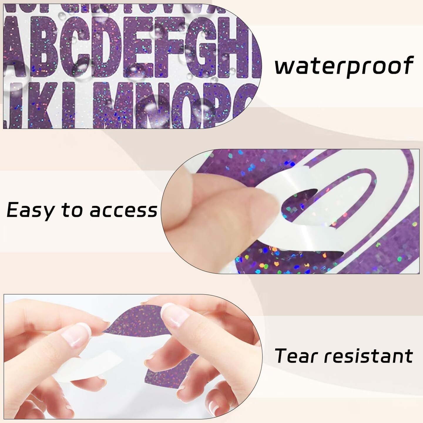2 Inch+1 Inch Purple Alphabet Sticker